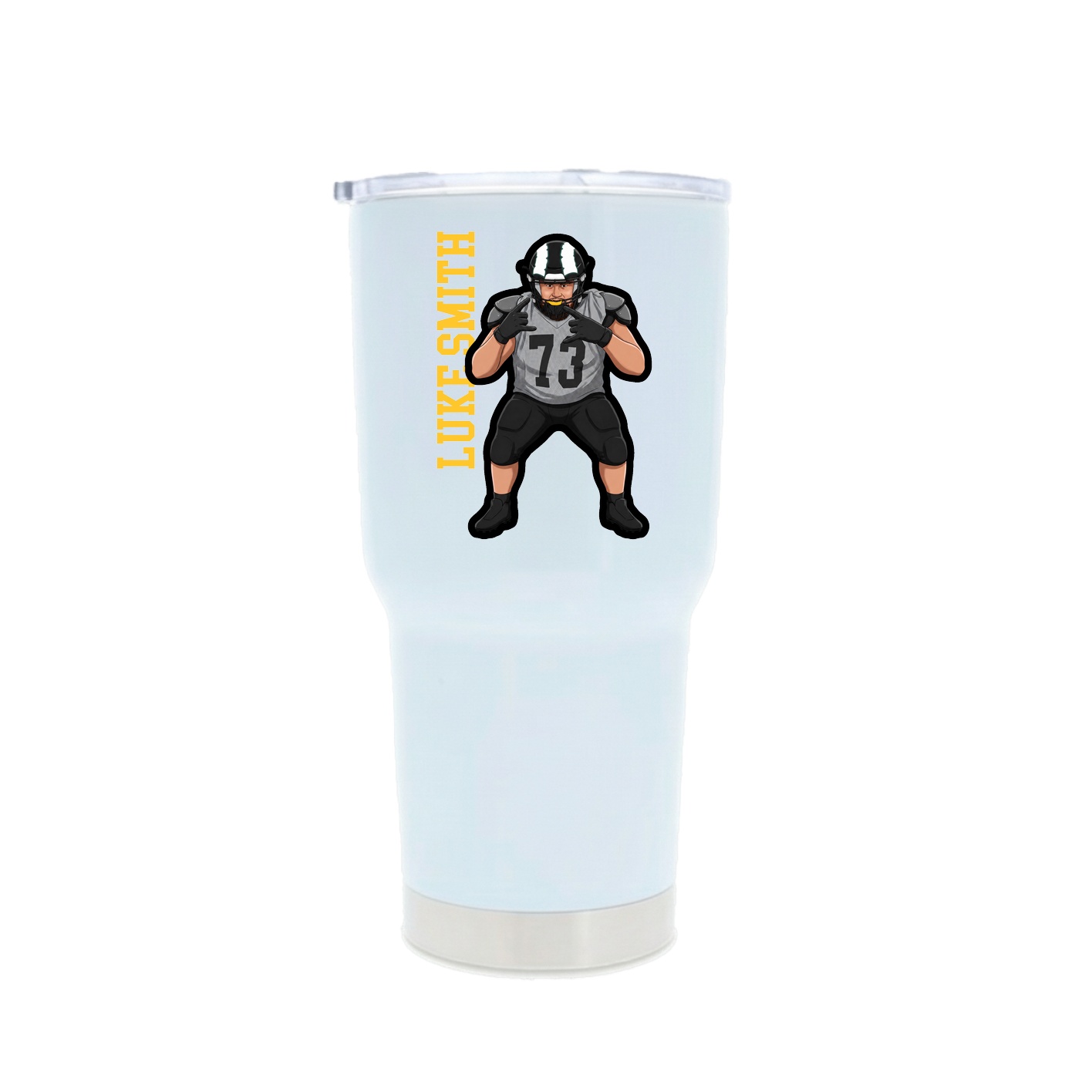 30oz Stainless Steel Tumbler — Name Vertical in White
