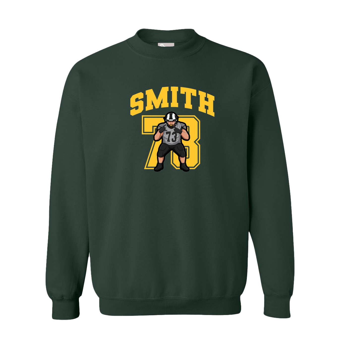 Fleece Crew — Number in Green