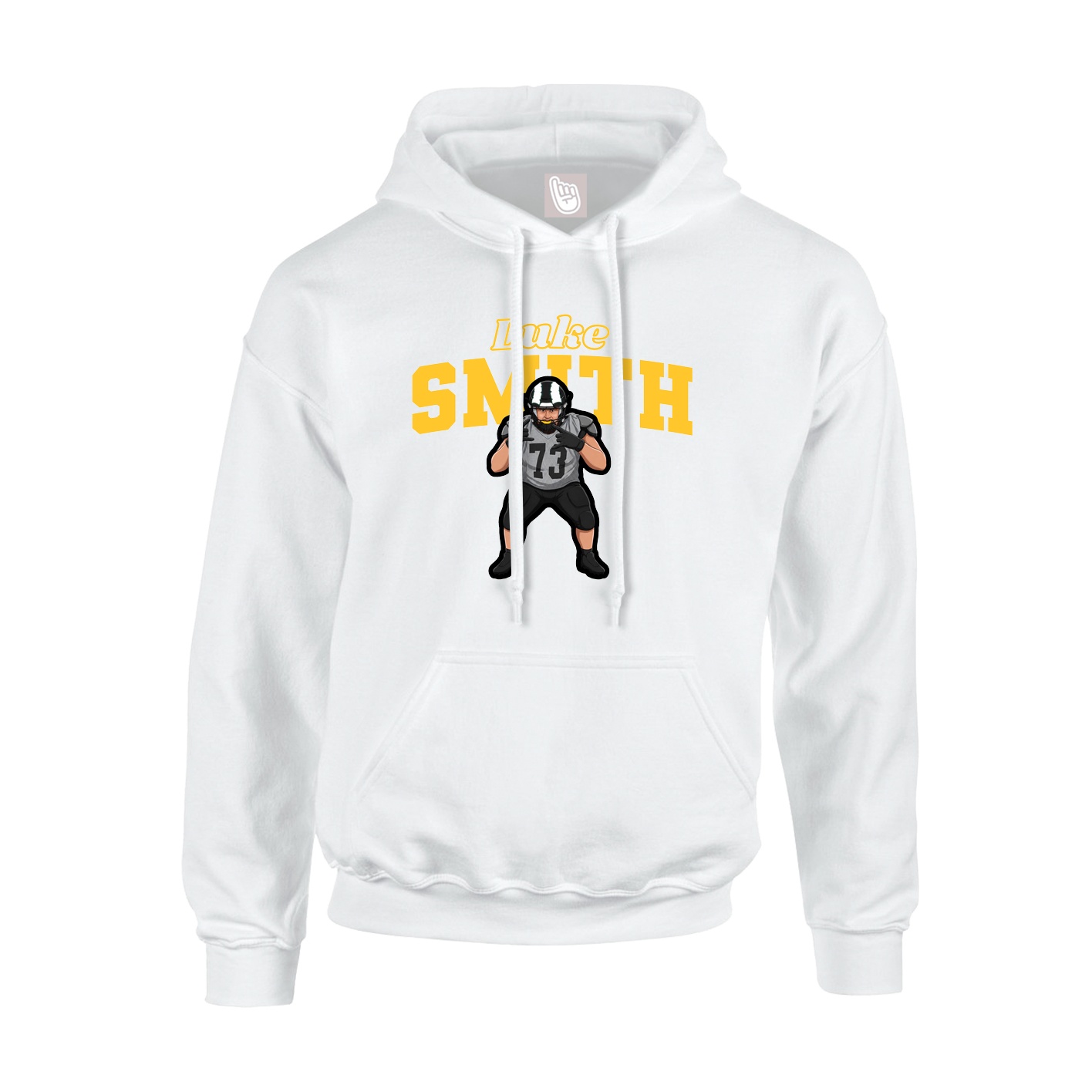 Youth Hoodie — Name Arch in White