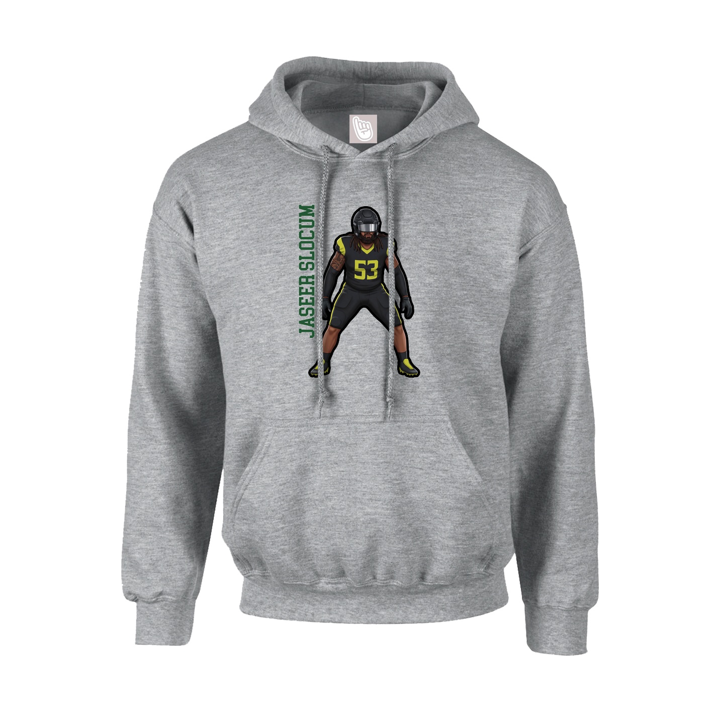Hoodie — Name Vertical in Grey