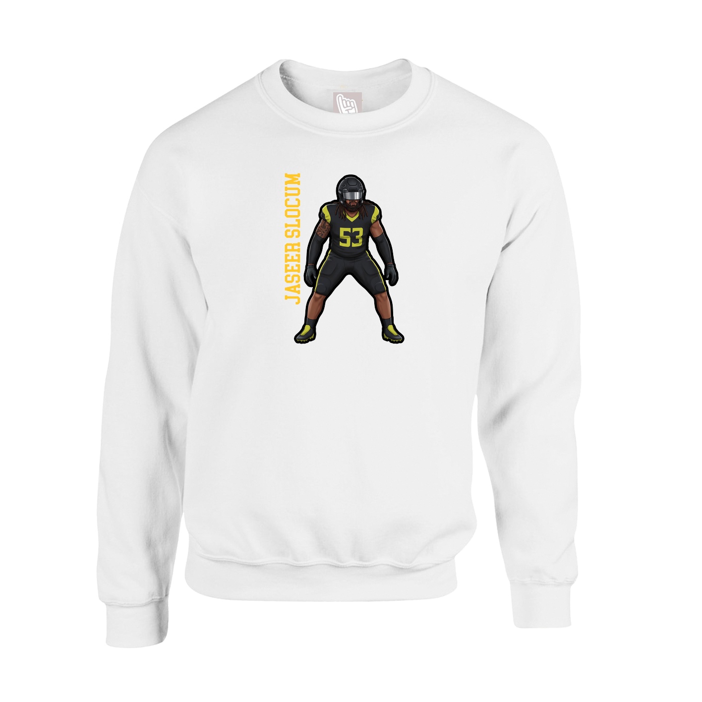 Fleece Crew — Name Vertical in White