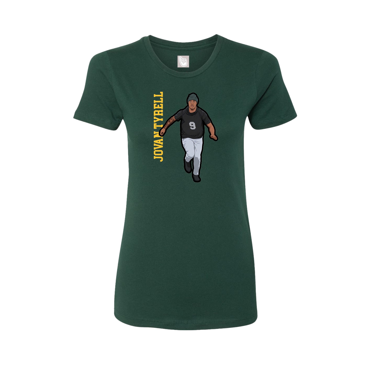 Fitted Women's Tee — Name Vertical in Green