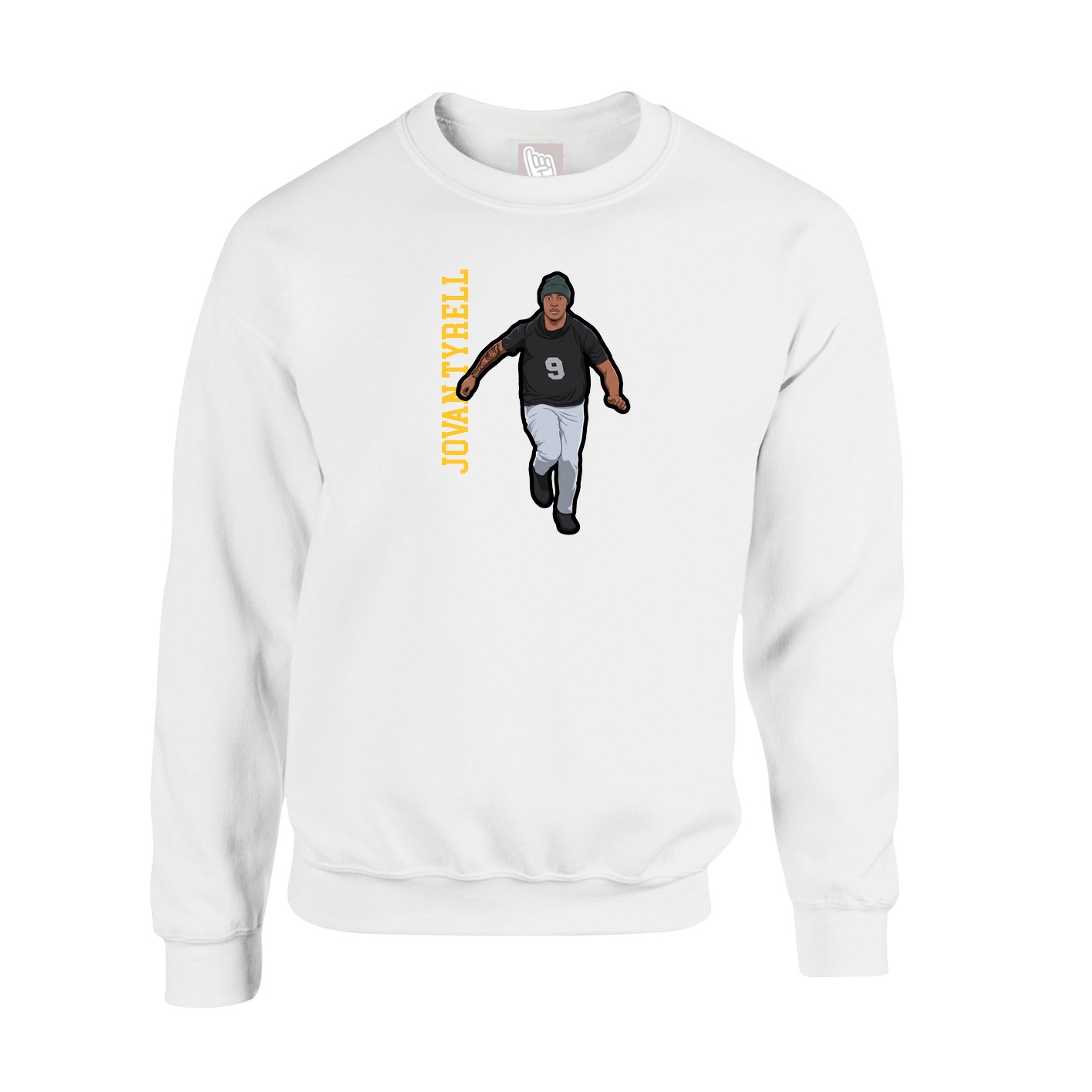 Fleece Crew — Name Vertical in White