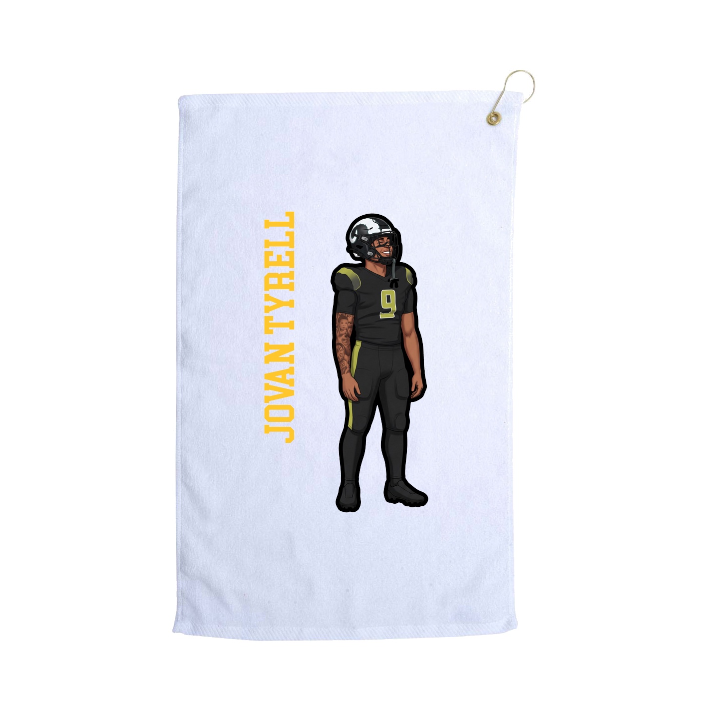 Golf Towel — Name Vertical in White