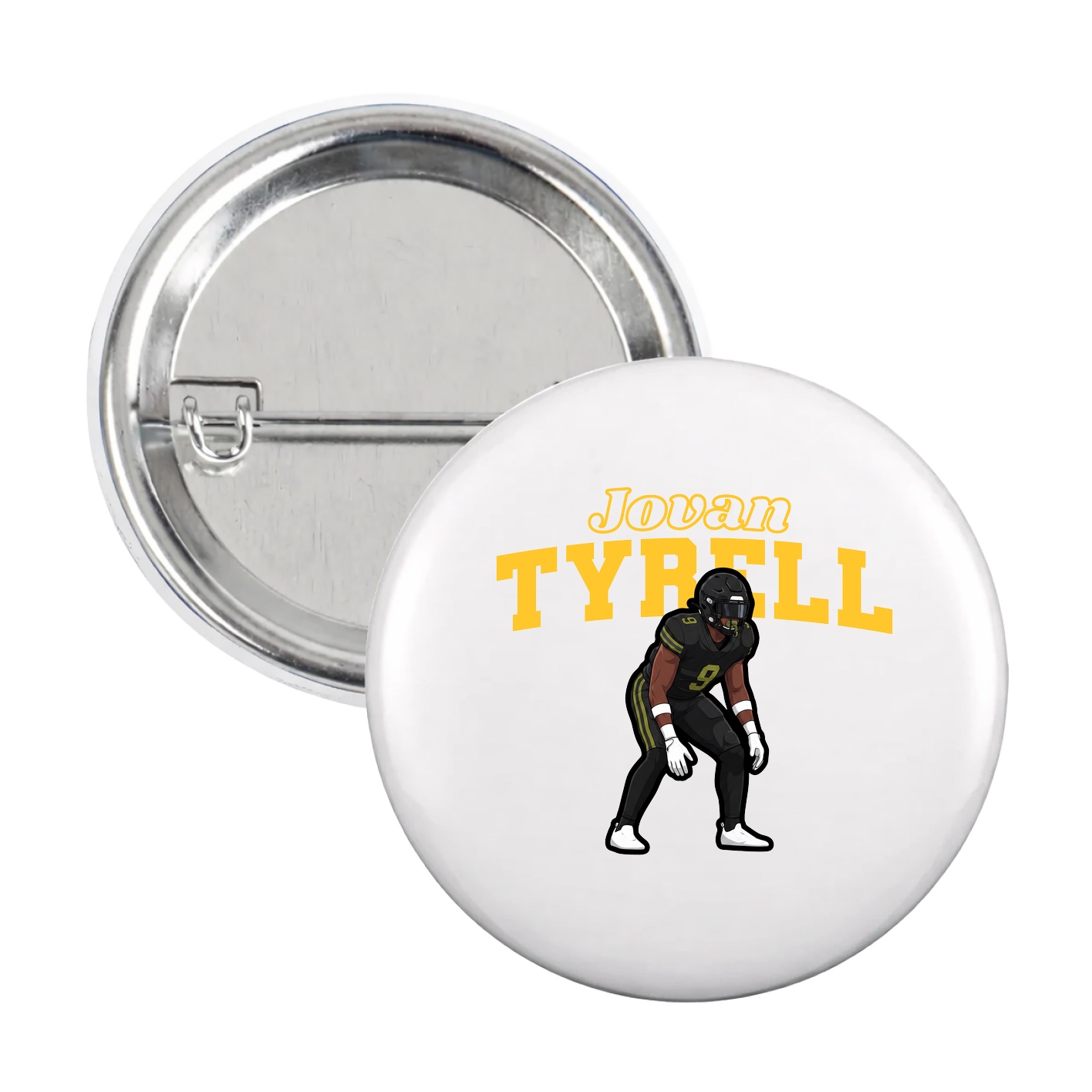 Game Day Button — Name Arch in White