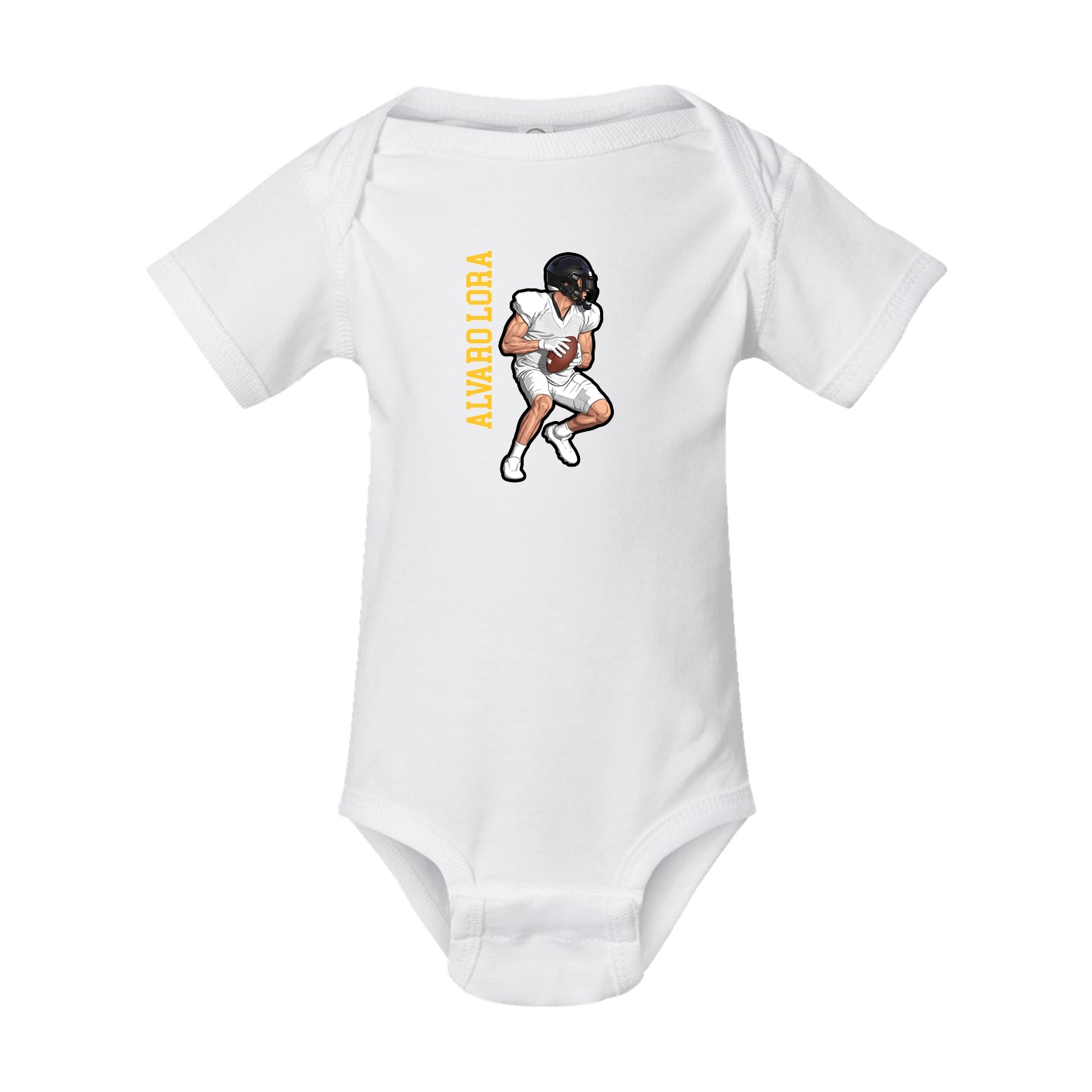 Baby Onesie — Name Vertical in White