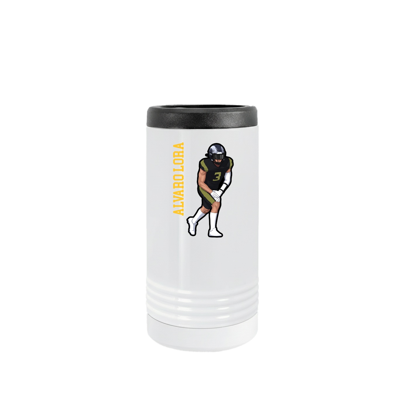 Slim Beverage Holder — Name Vertical in White