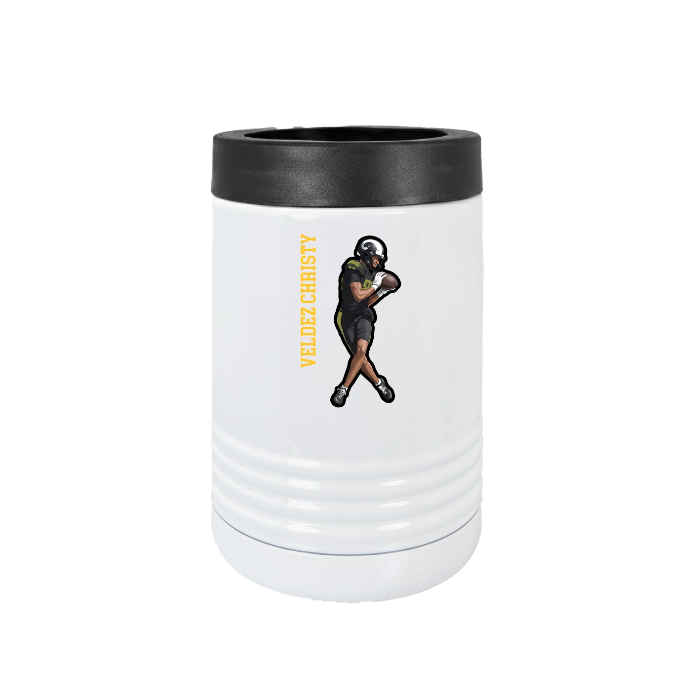 Beverage Holder — Name Vertical in White