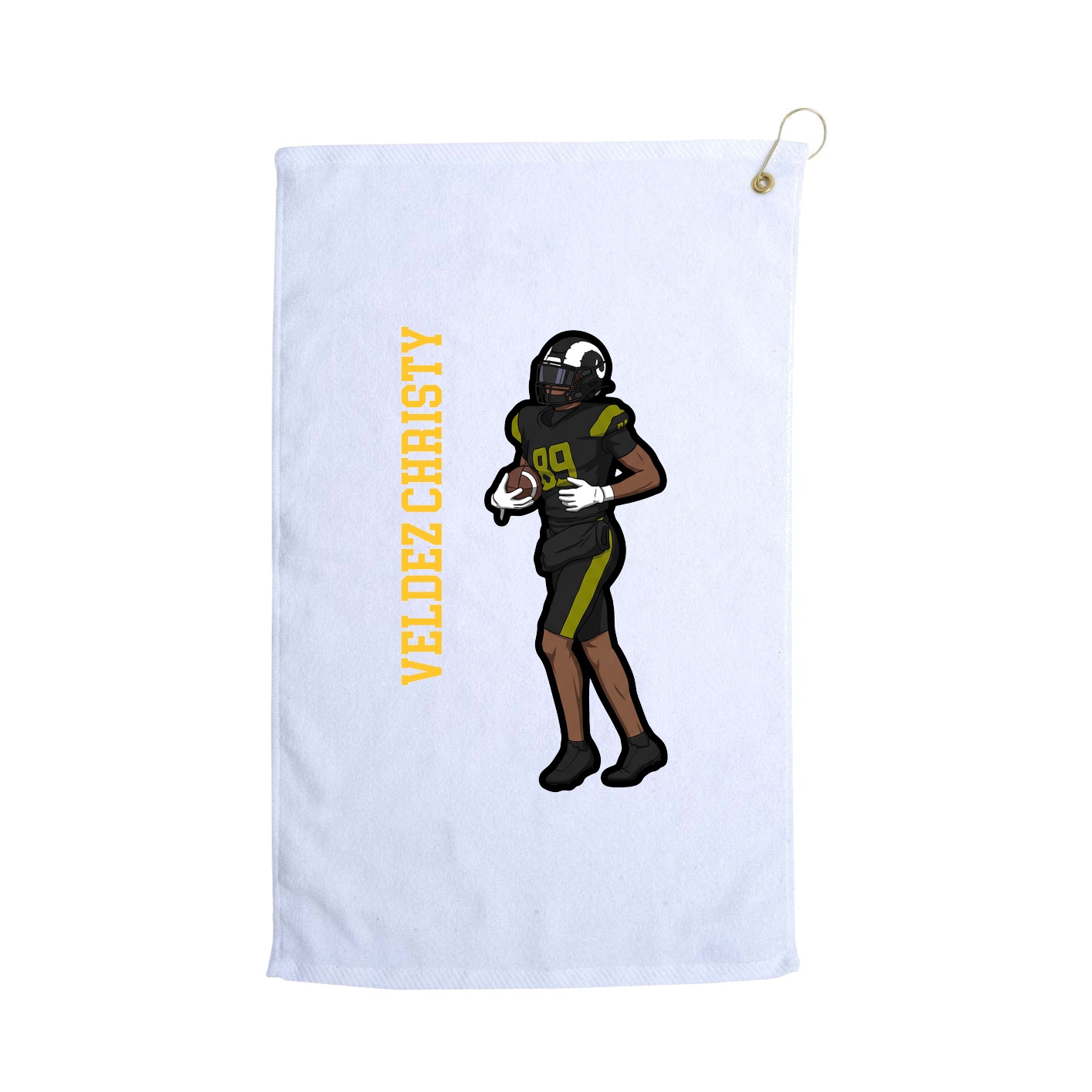 Golf Towel — Name Vertical in White