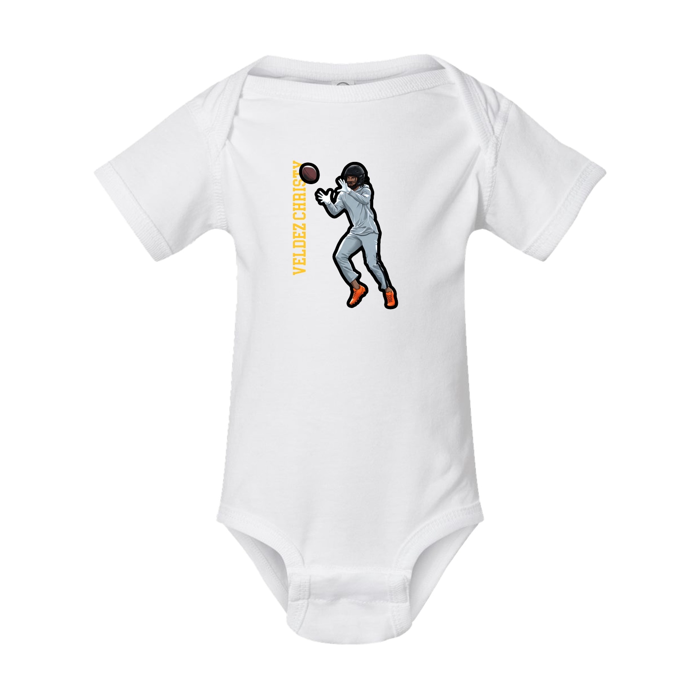 Baby Onesie — Name Vertical in White