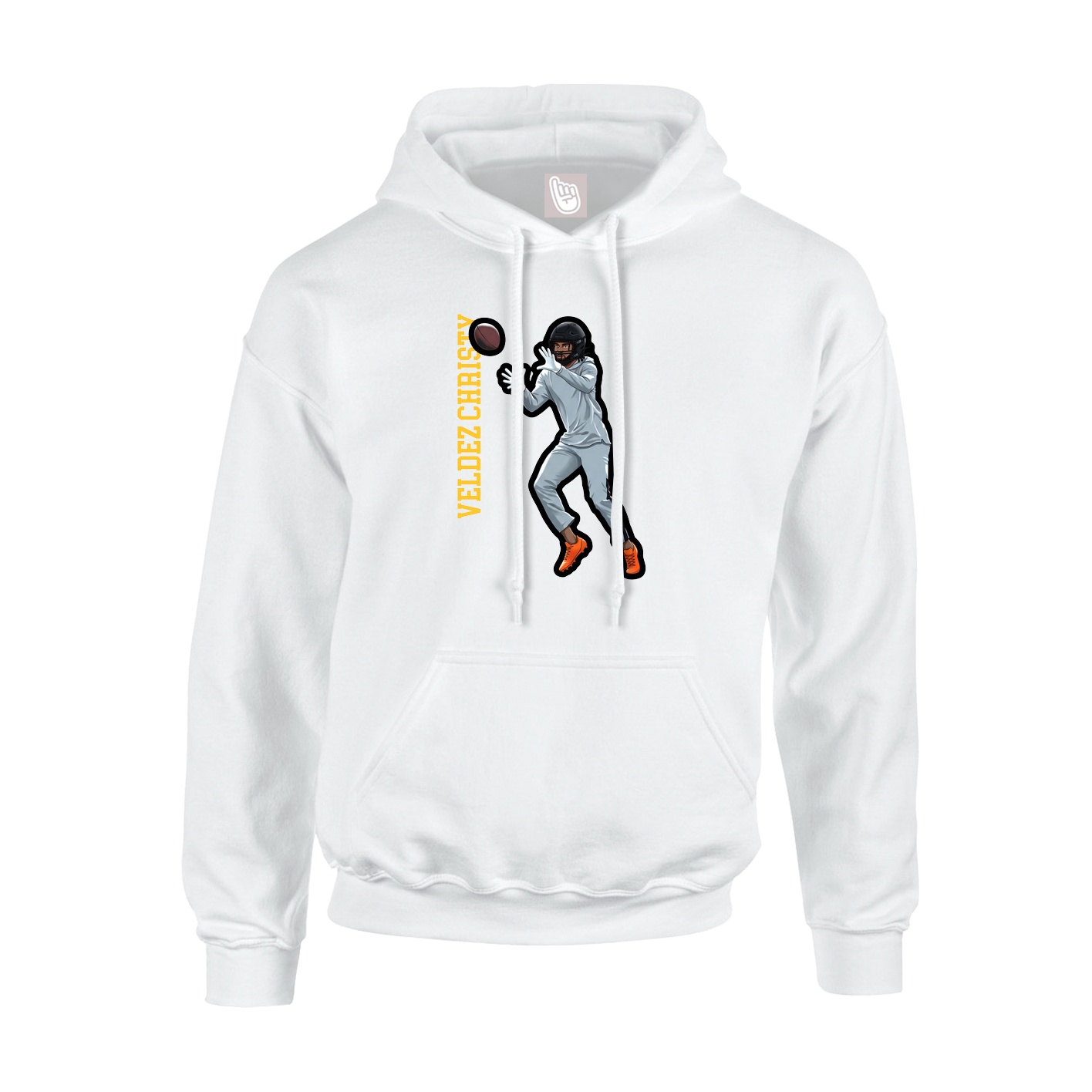 Hoodie — Name Vertical in White