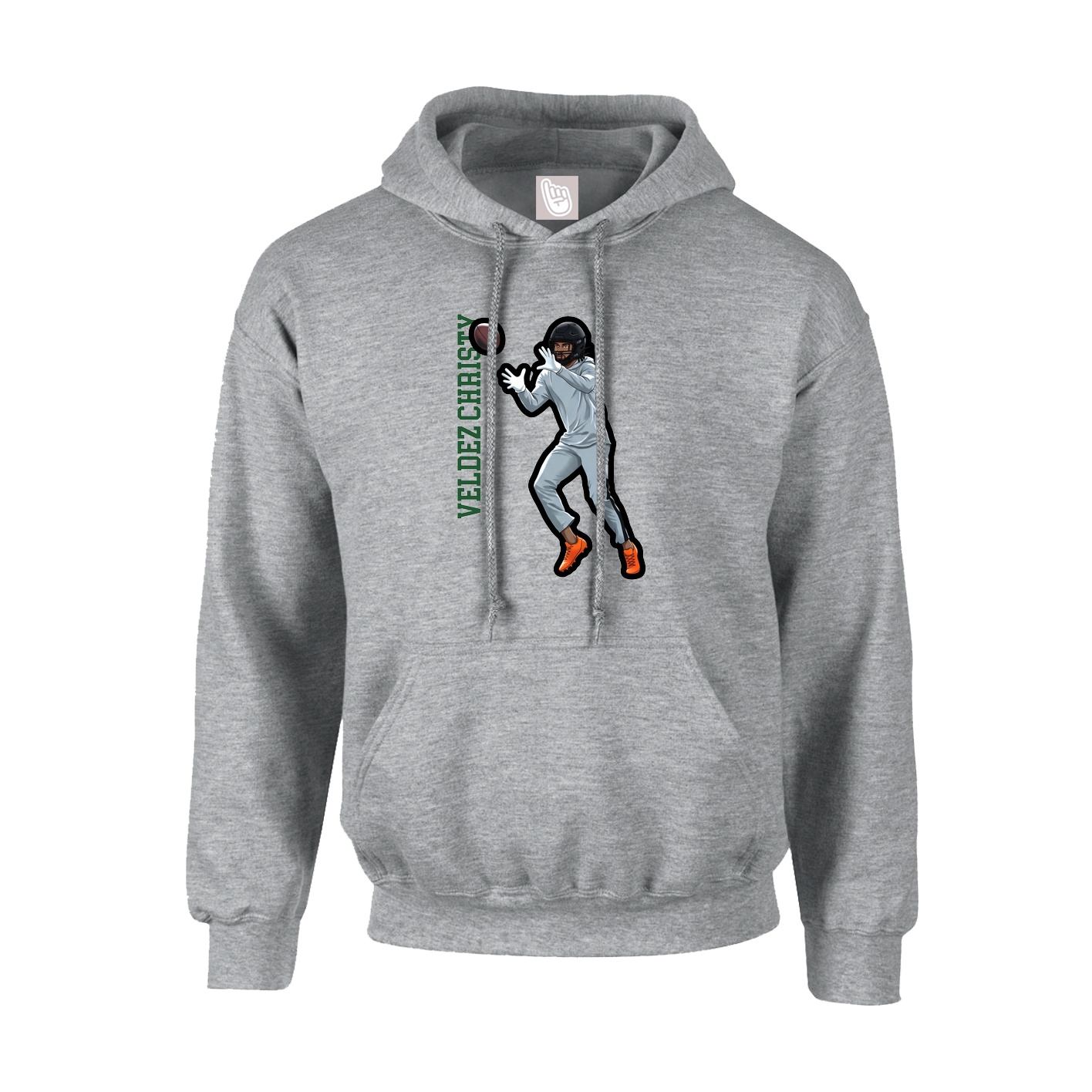 Youth Hoodie — Name Vertical in Grey
