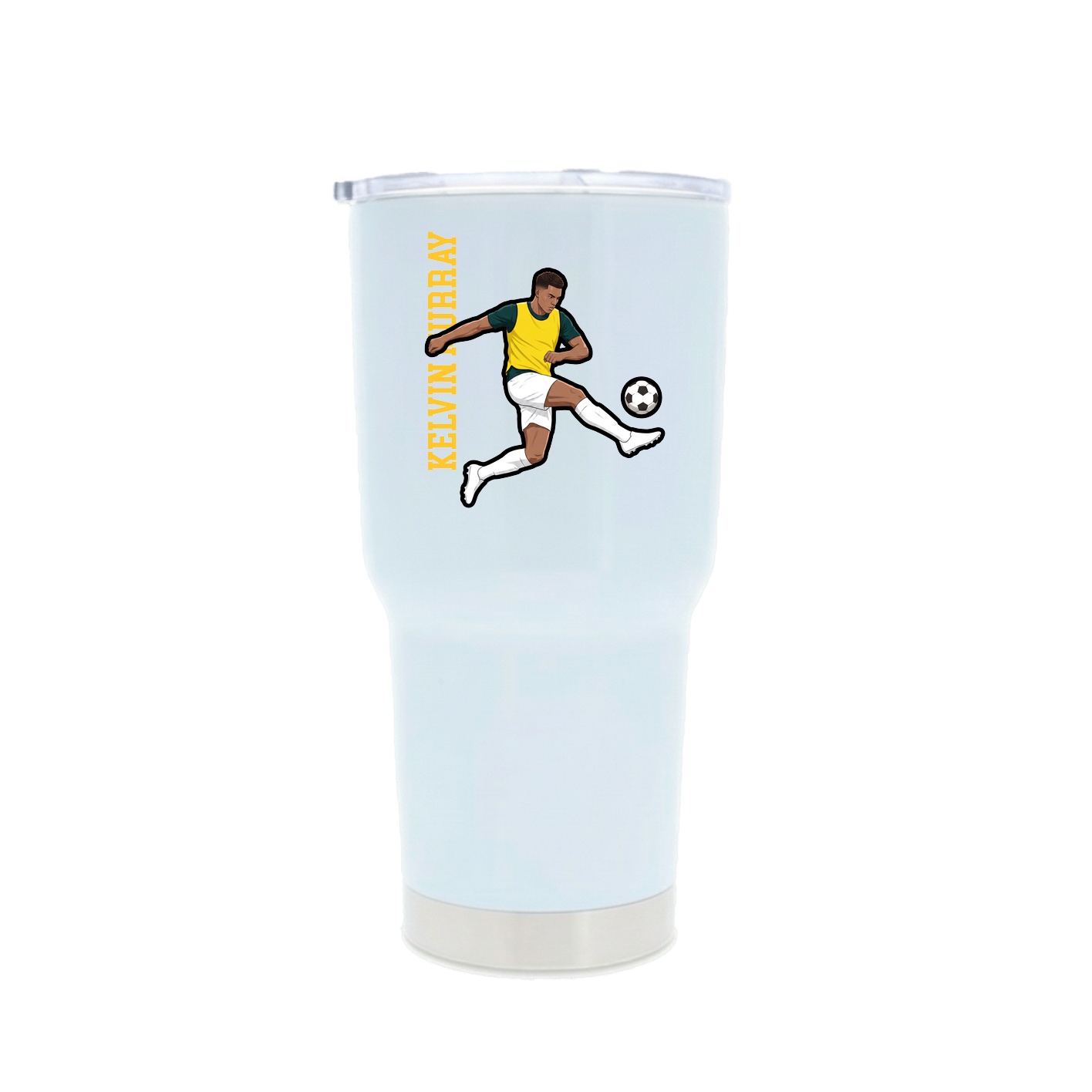 30oz Stainless Steel Tumbler — Name Vertical in White