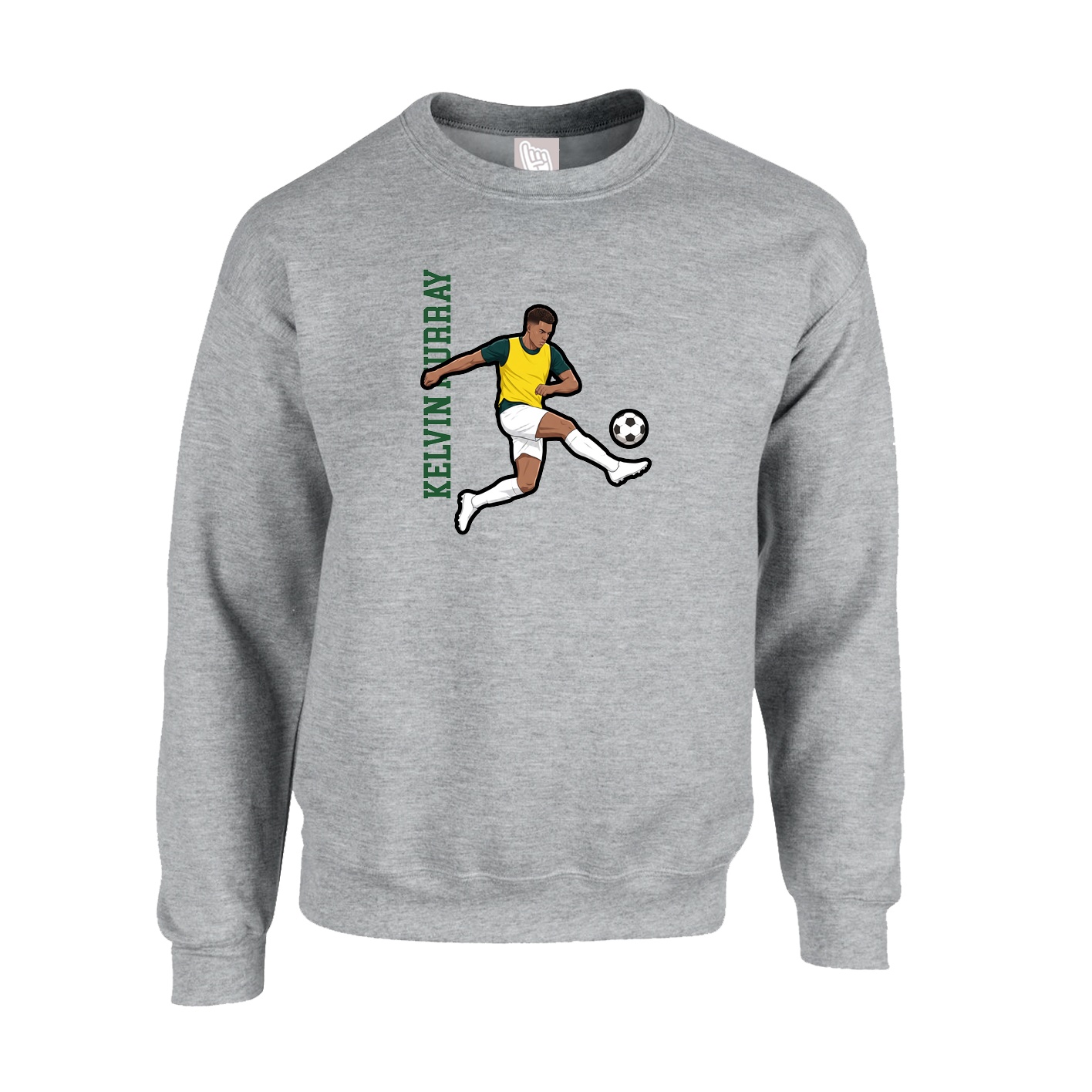 Fleece Crew — Name Vertical in Grey