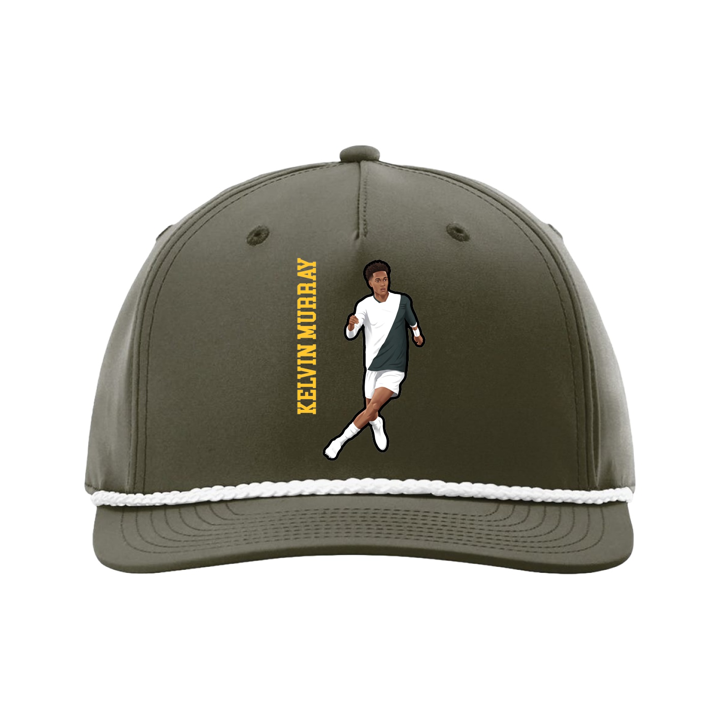 Five-Panel Classic Rope Cap — Name Vertical in Green