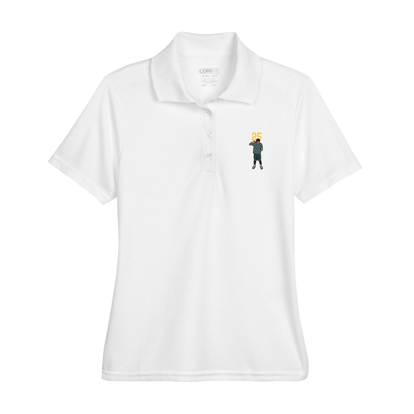 Womens Performance Polo — Number Top in White