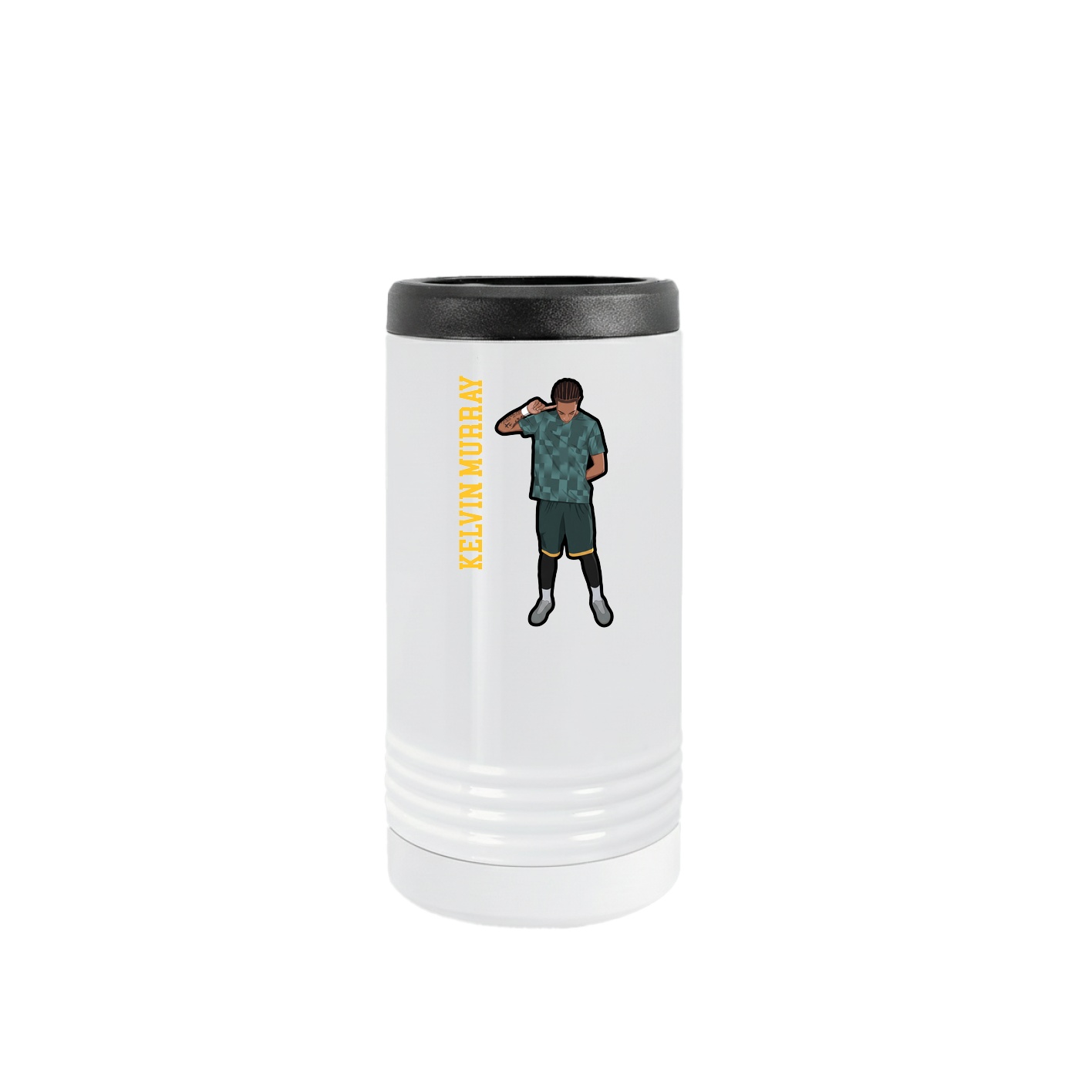 Slim Beverage Holder — Name Vertical in White