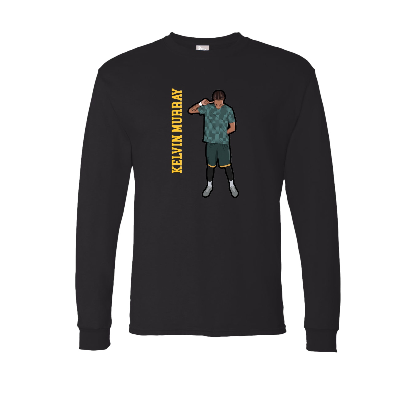 Long Sleeve Tee — Name Vertical in Black