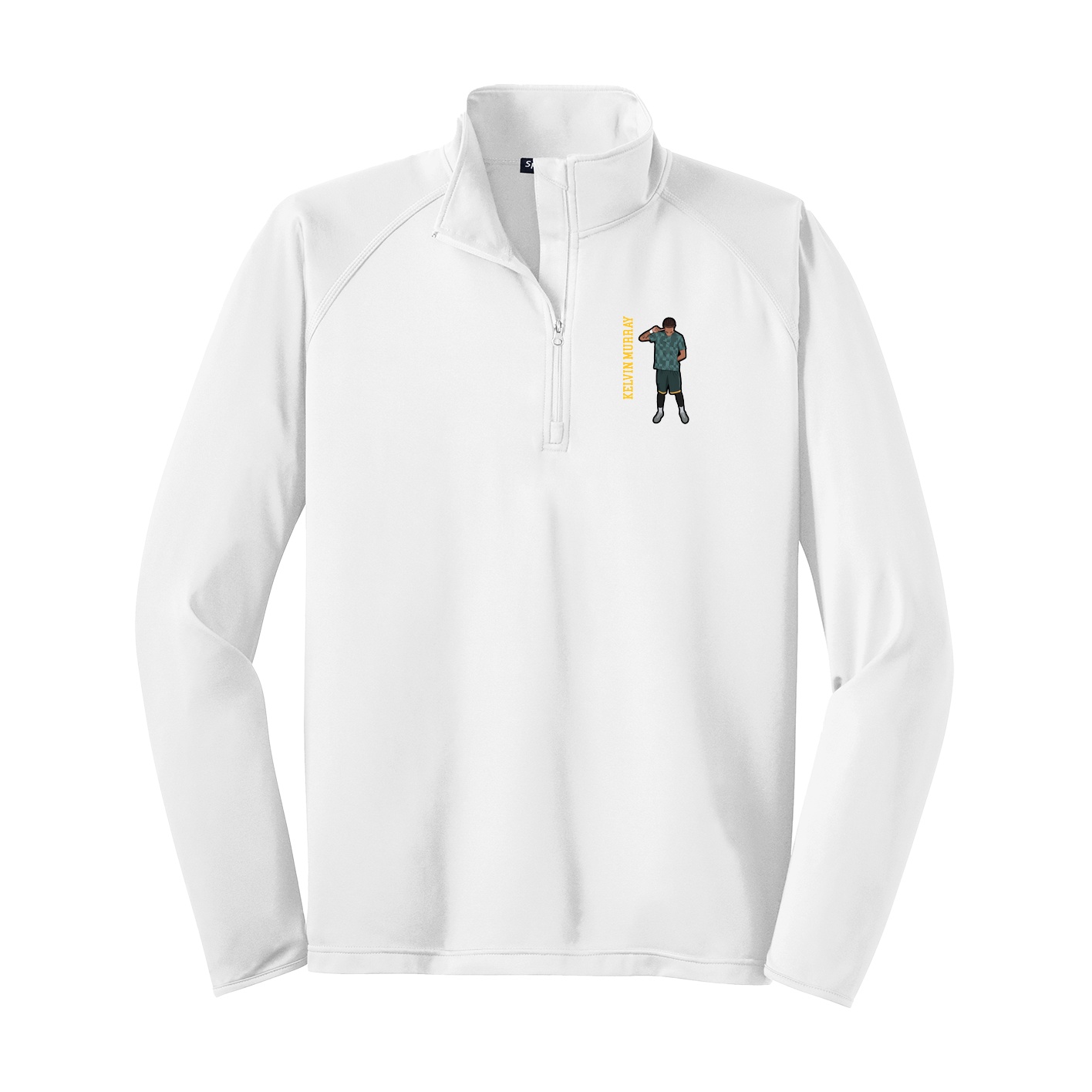 Q-Zip Pullover — Name Vertical in White