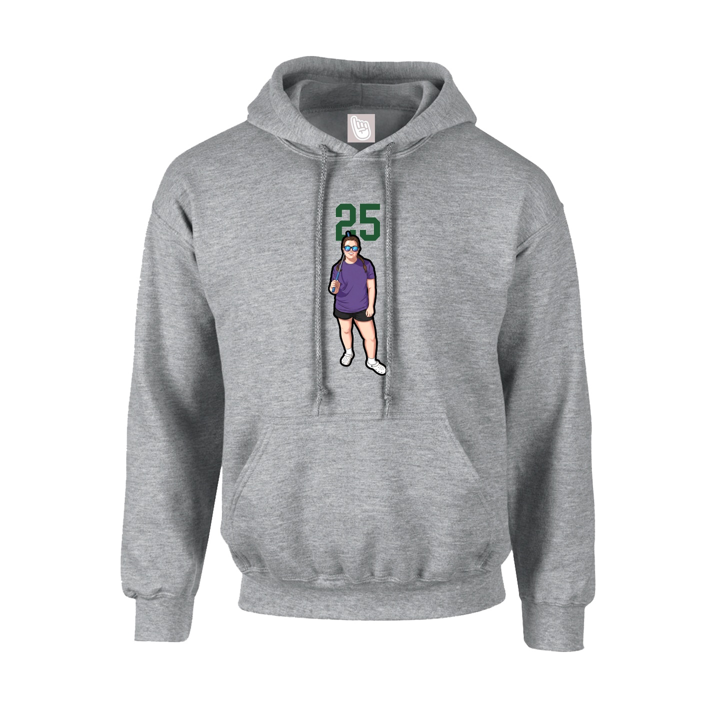 Youth Hoodie — Number Top in Grey