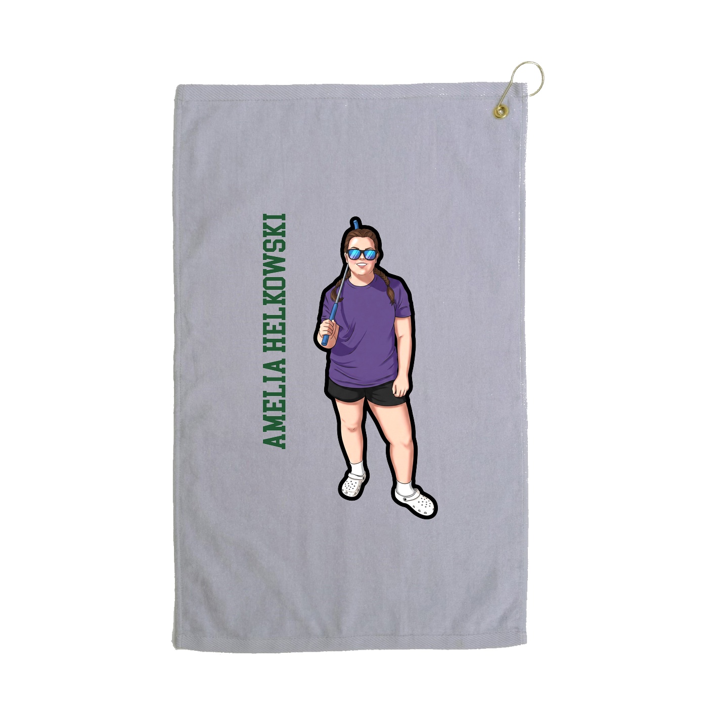 Golf Towel — Name Vertical in Grey