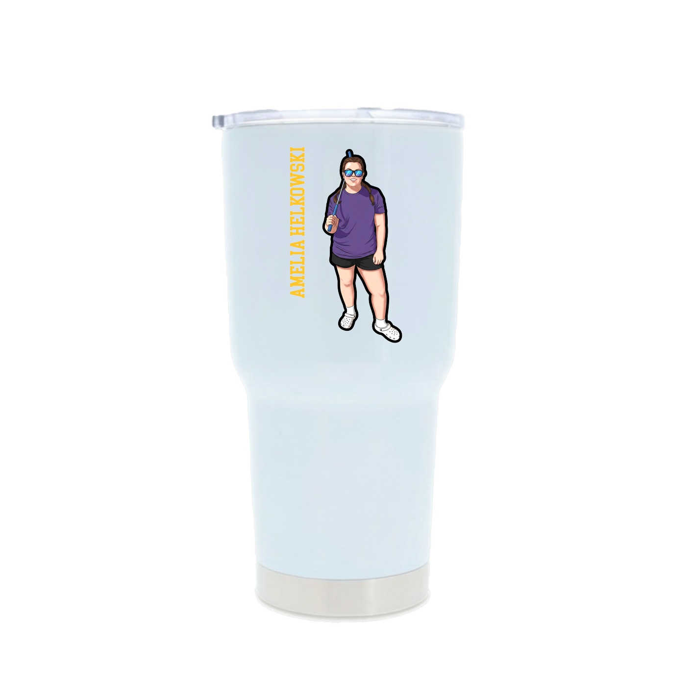 30oz Stainless Steel Tumbler — Name Vertical in White
