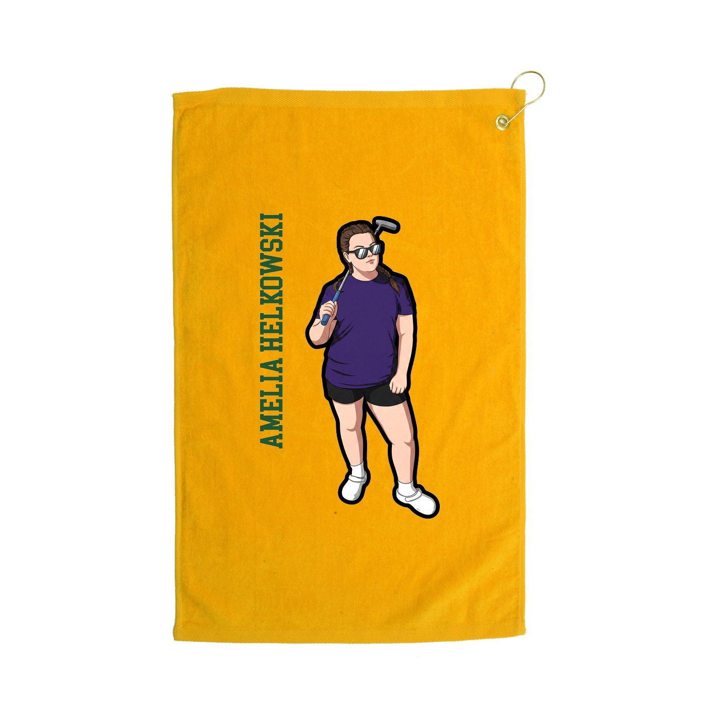 Golf Towel — Name Vertical in Gold