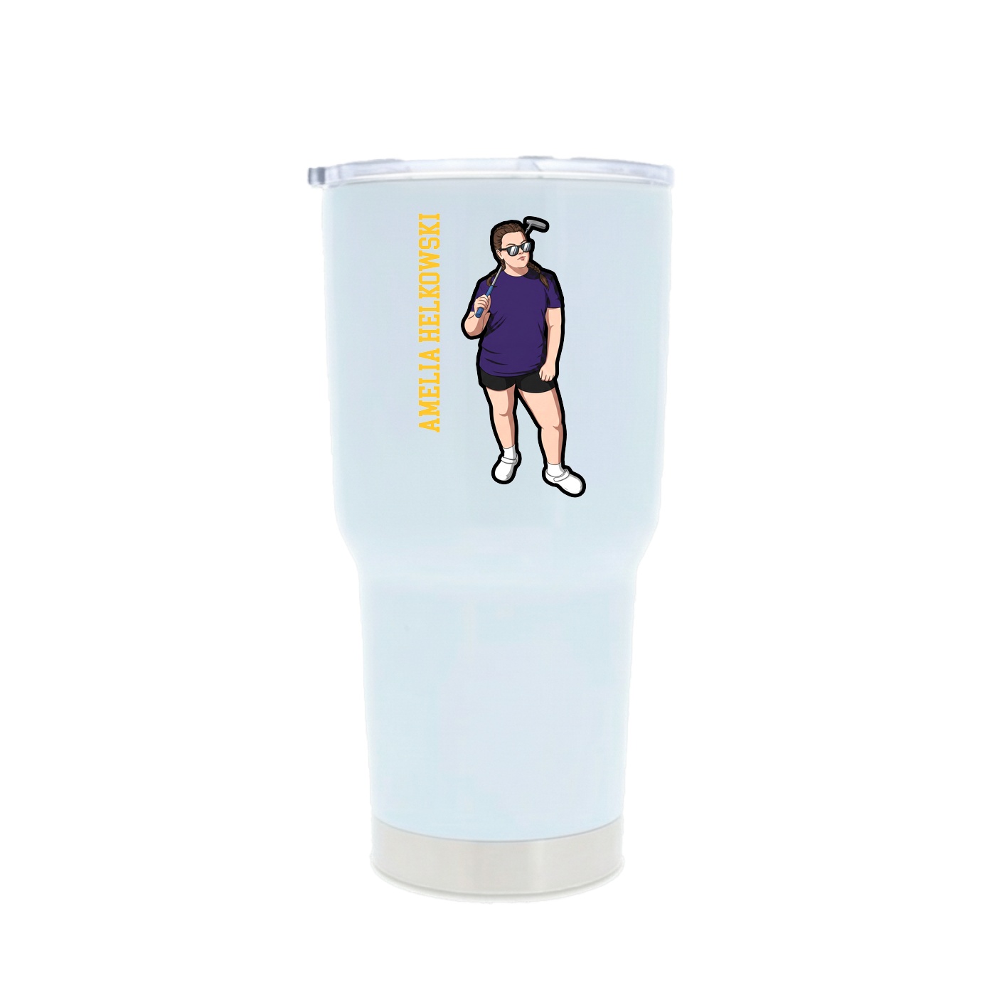 30oz Stainless Steel Tumbler — Name Vertical in White