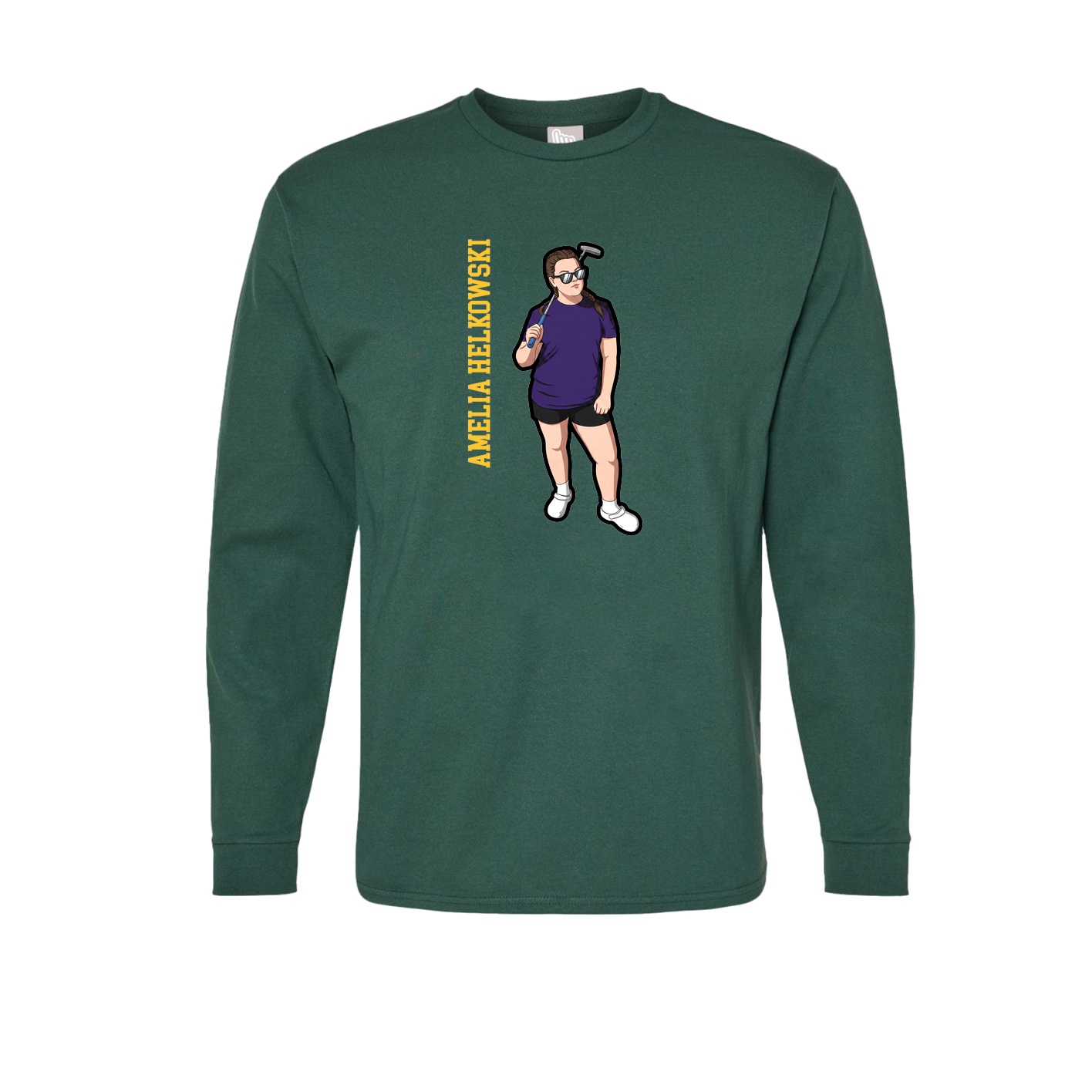 Long Sleeve Tee — Name Vertical in Green
