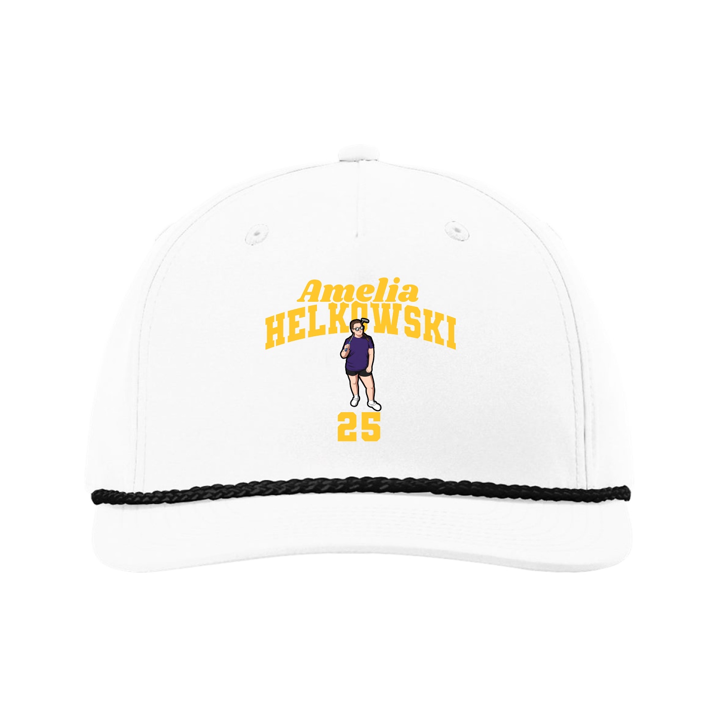 Five-Panel Classic Rope Cap — Signature Arch in White