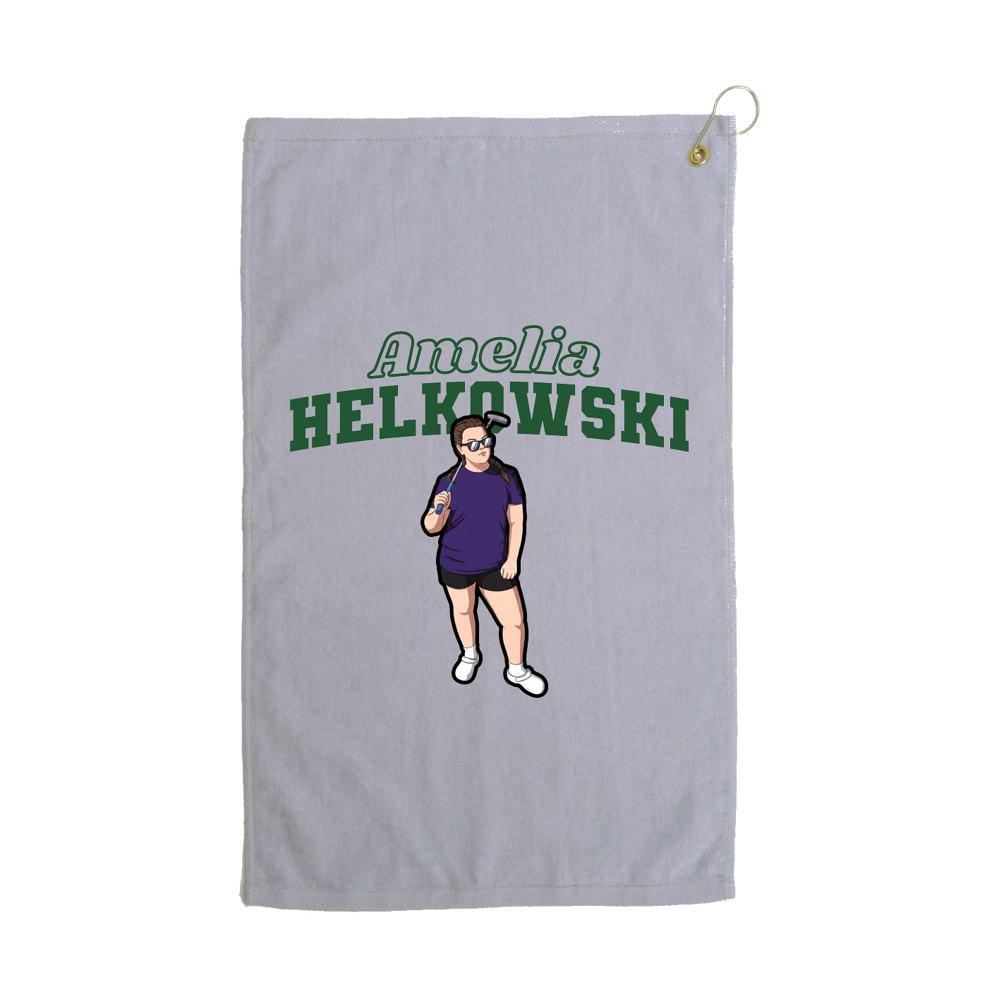 Golf Towel — Name Arch in Grey