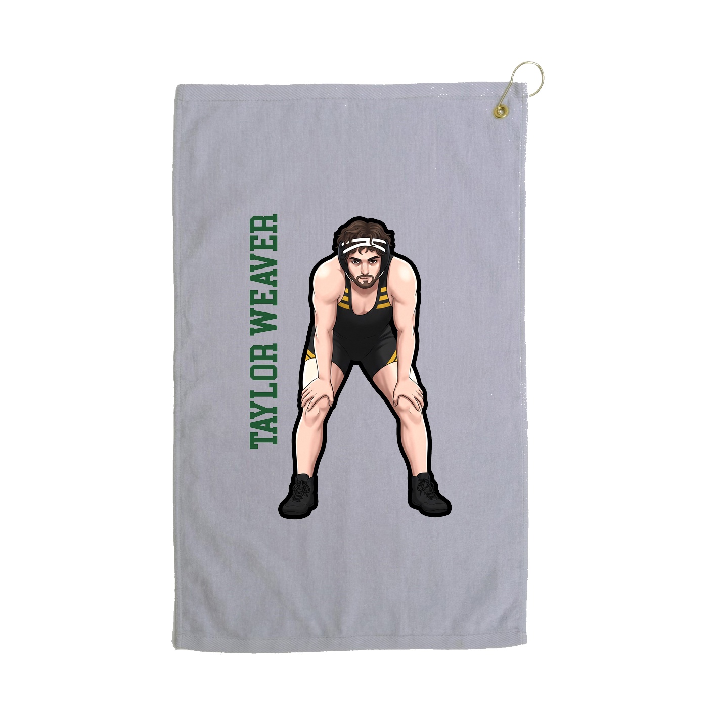 Golf Towel — Name Vertical in Grey