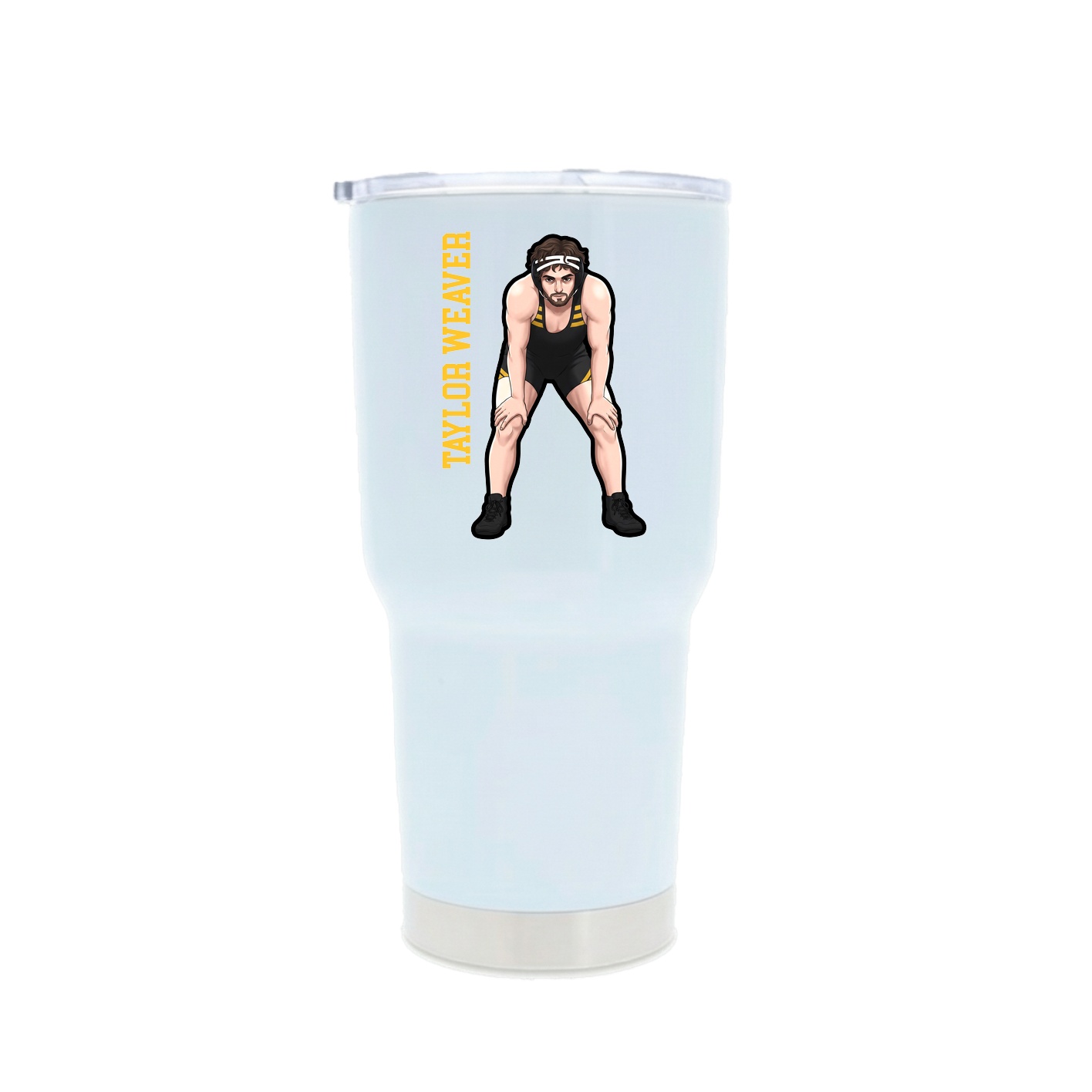 30oz Stainless Steel Tumbler — Name Vertical in White