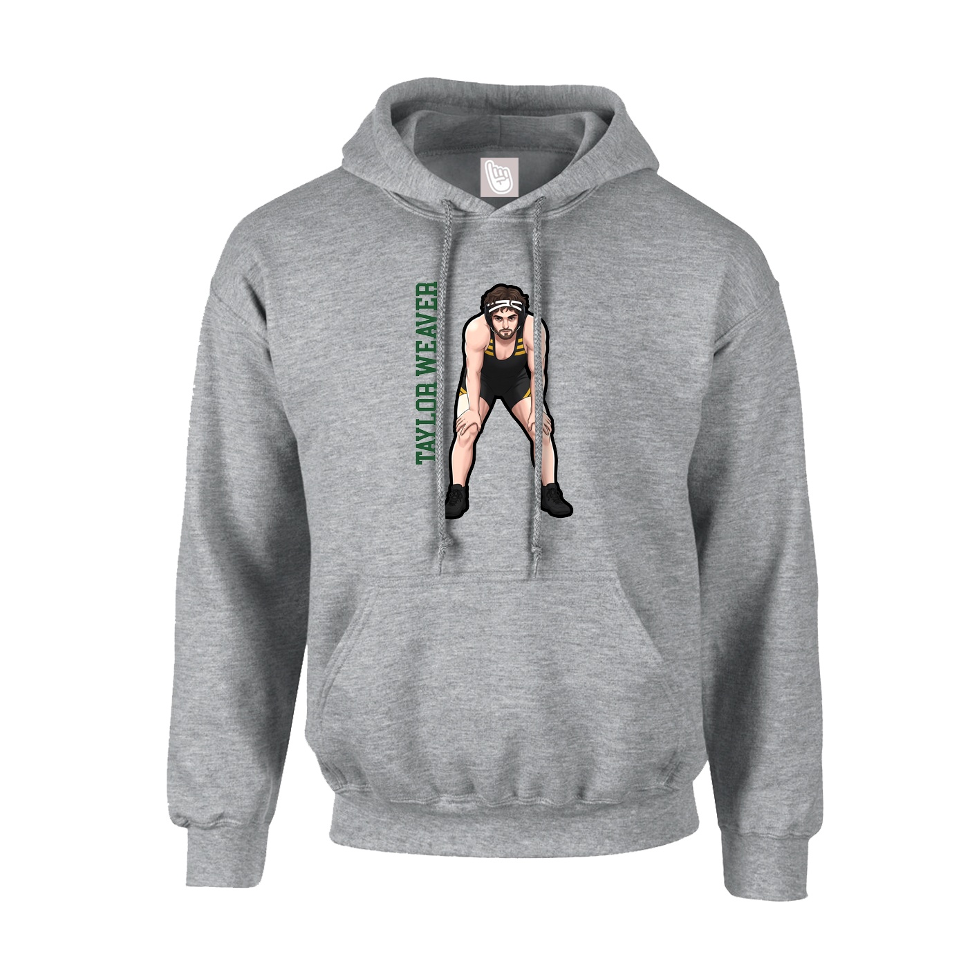 Hoodie — Name Vertical in Grey