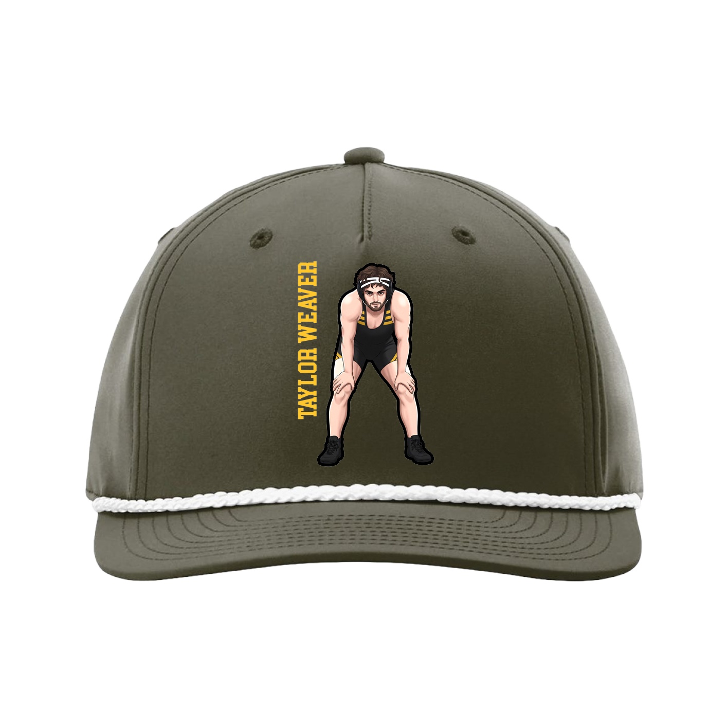 Five-Panel Classic Rope Cap — Name Vertical in Green