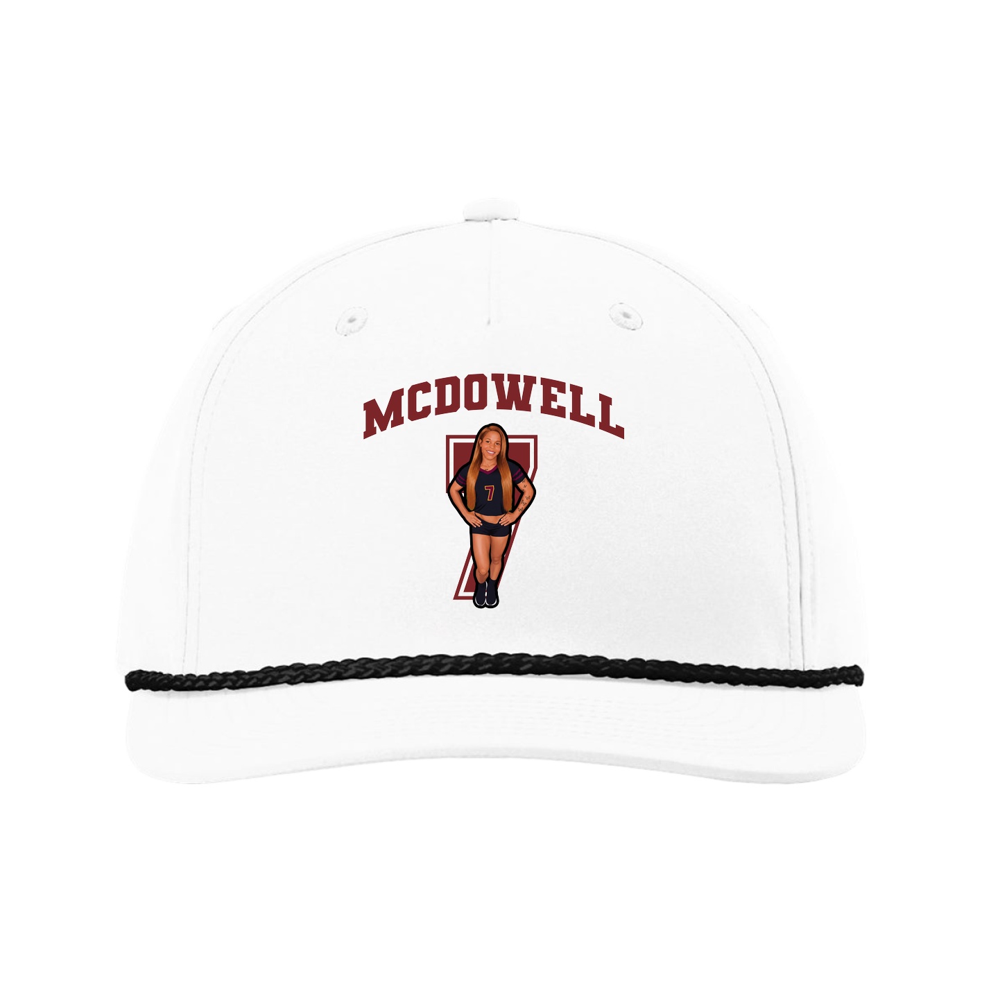 Five-Panel Classic Rope Cap — Number in White