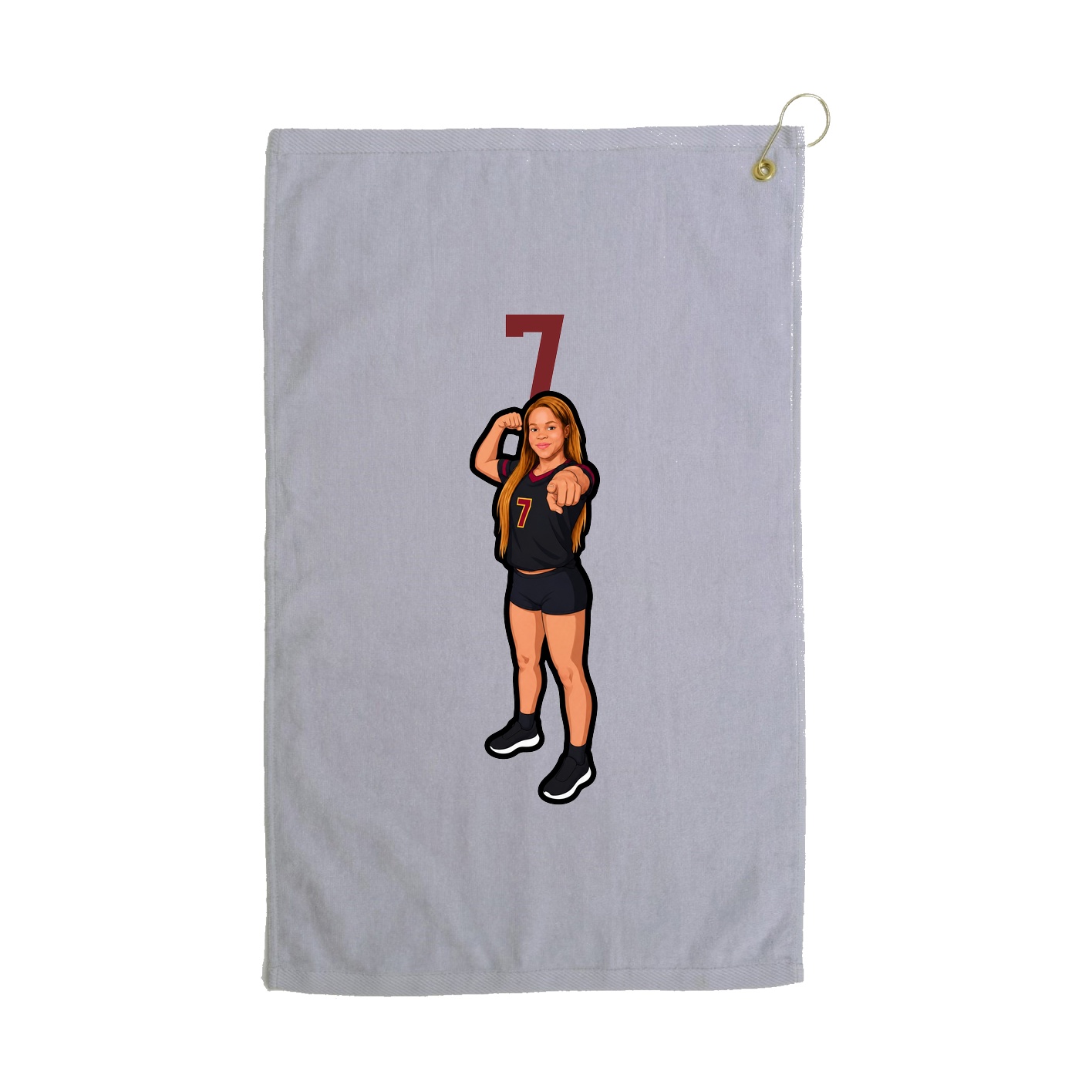Golf Towel — Number Top in Grey