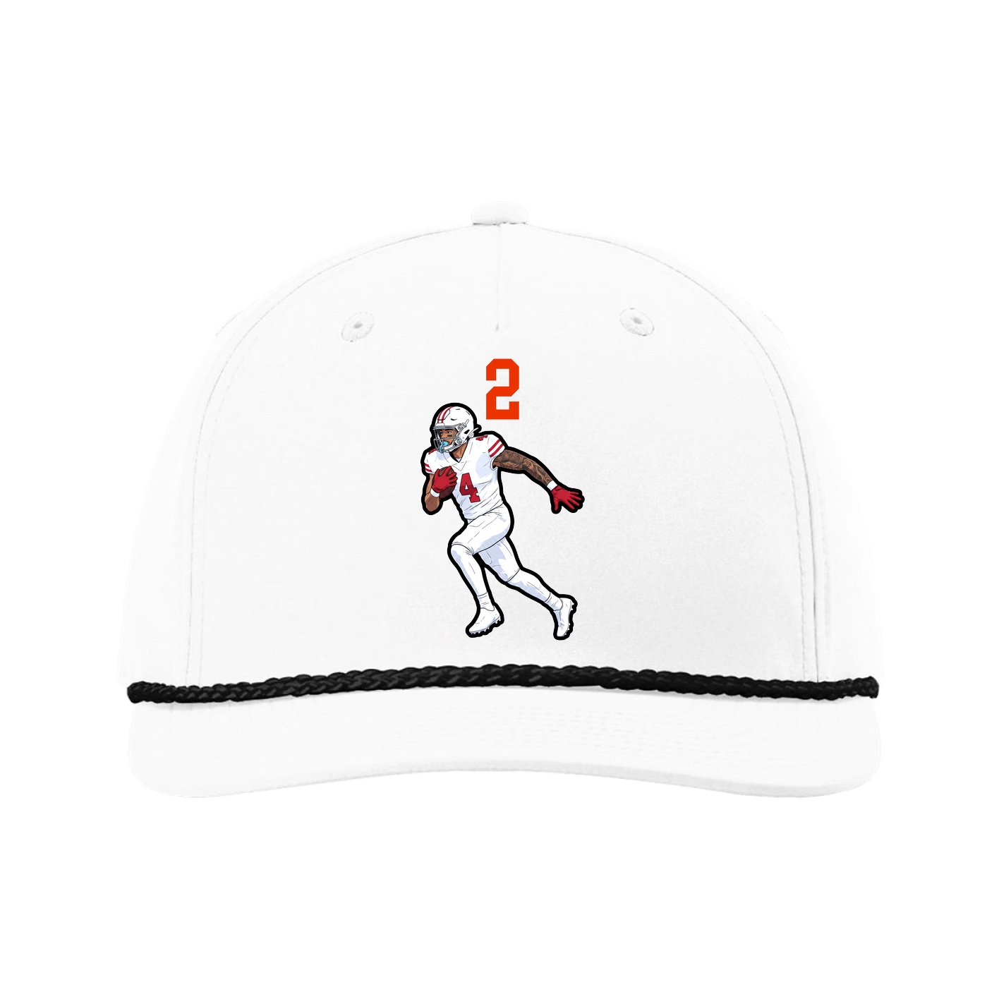 Five-Panel Classic Rope Cap — Number Top in White