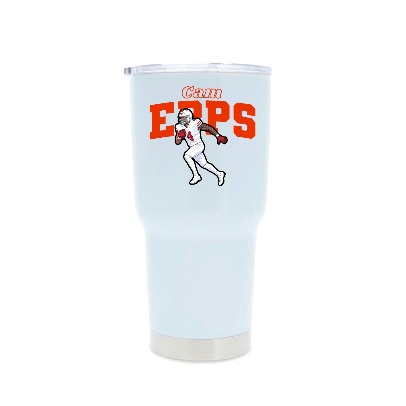30oz Stainless Steel Tumbler — Name Arch in White