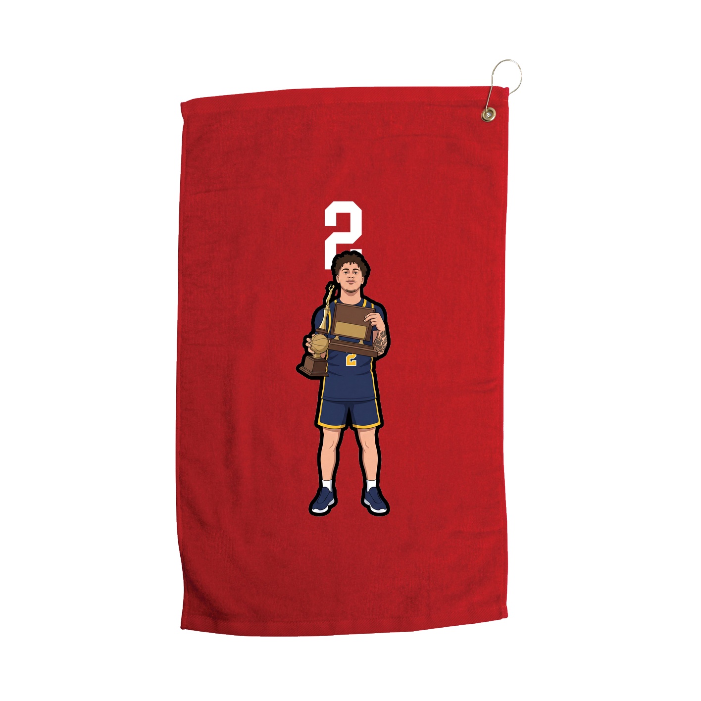 Golf Towel — Number Top in Red