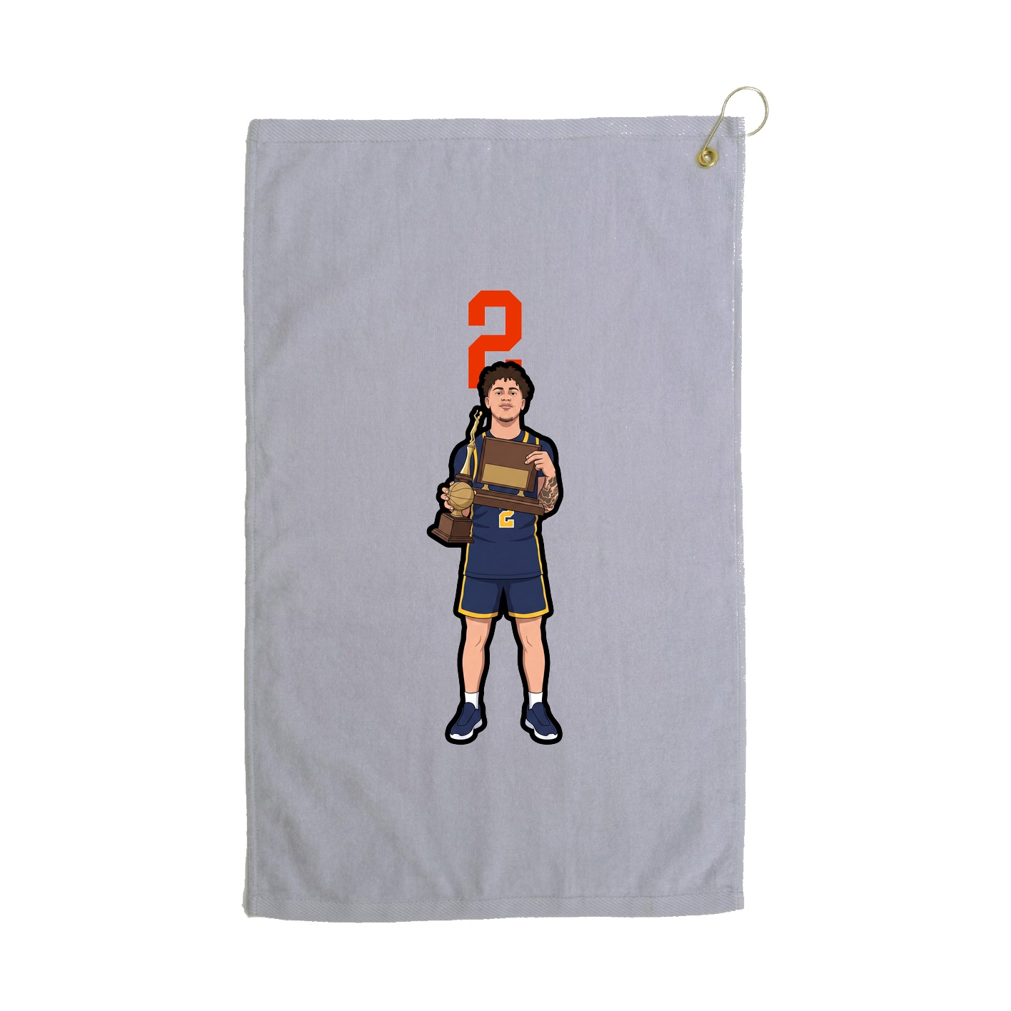 Golf Towel — Number Top in Grey