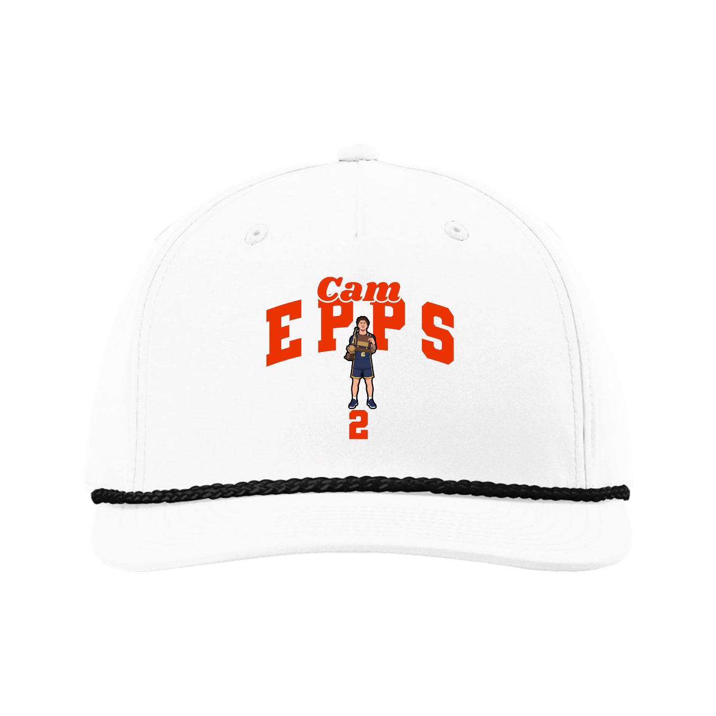 Five-Panel Classic Rope Cap — Signature Arch in White