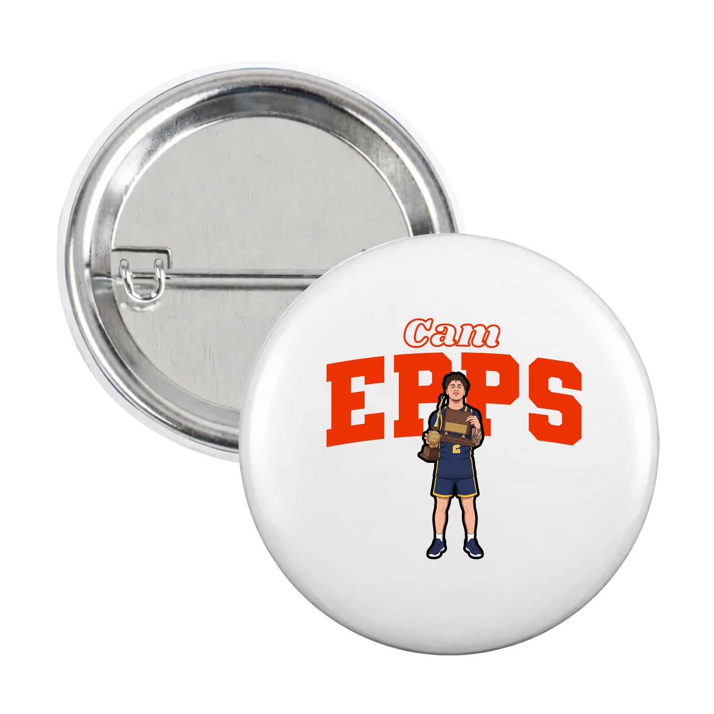 Game Day Button — Name Arch in White