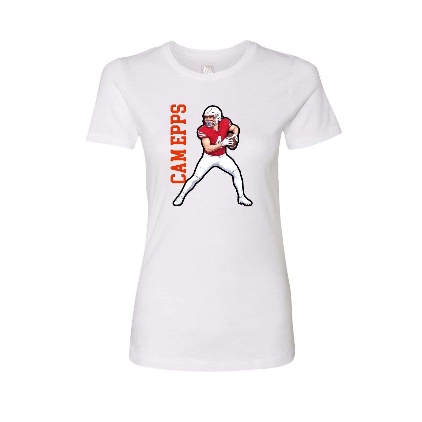 Womens Tee — Name Vertical in White