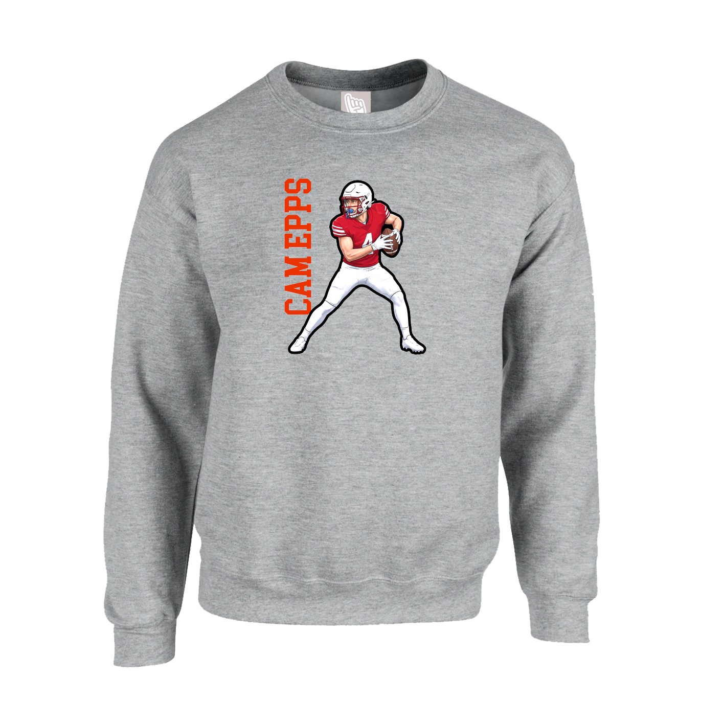 Fleece Crew — Name Vertical in Grey
