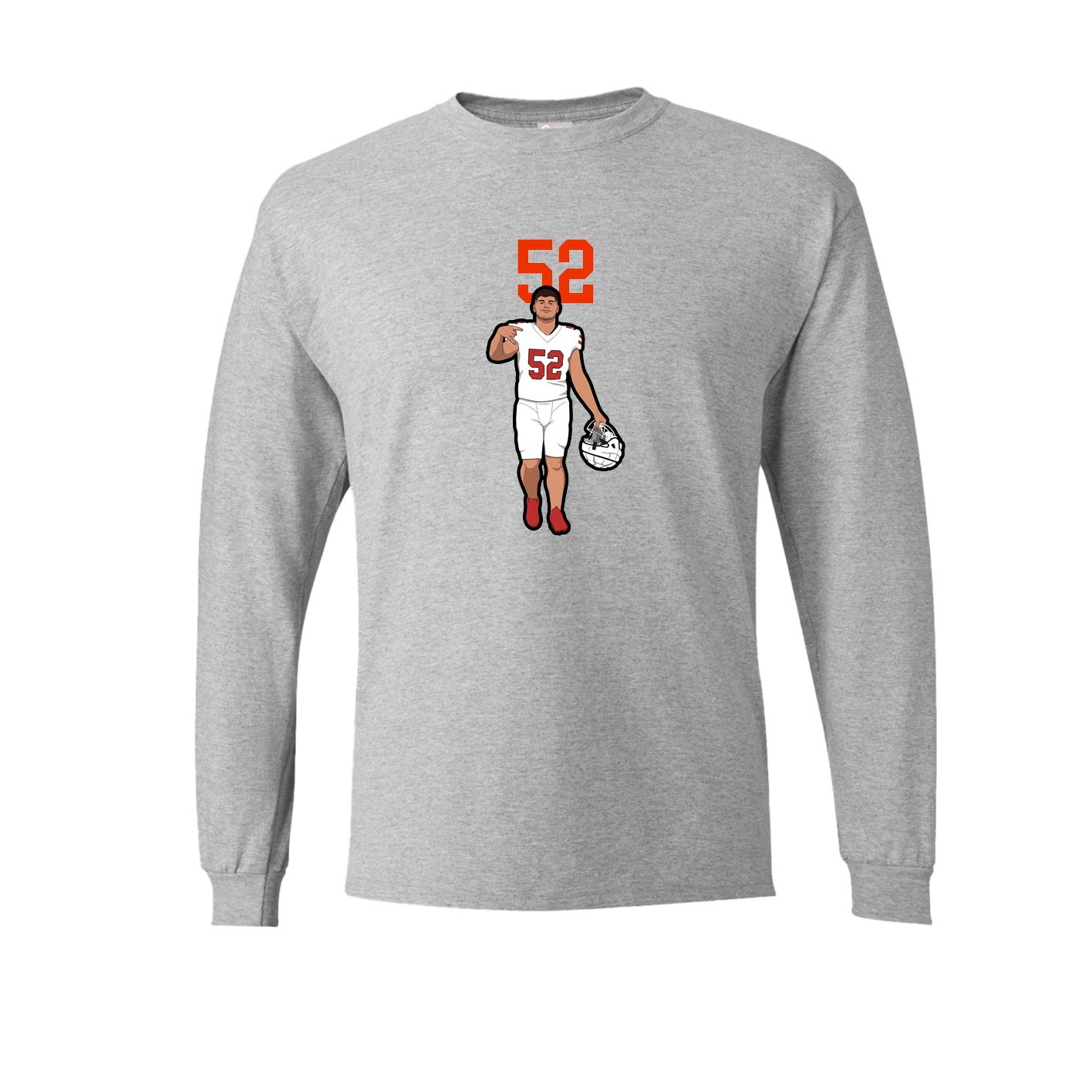 Long Sleeve Tee — Number Top in Grey