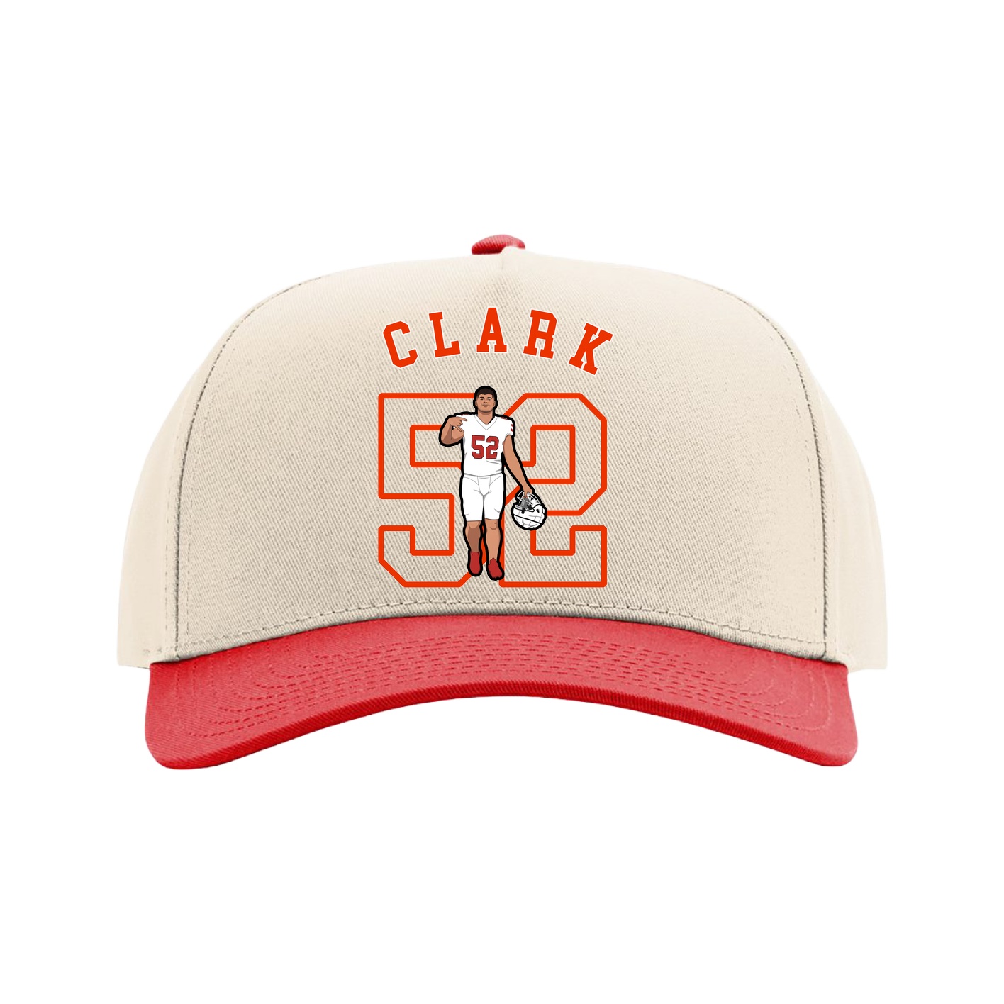 Full Fabric Five-Panel Champ Cap — Shirsey Arch in Cream/Red