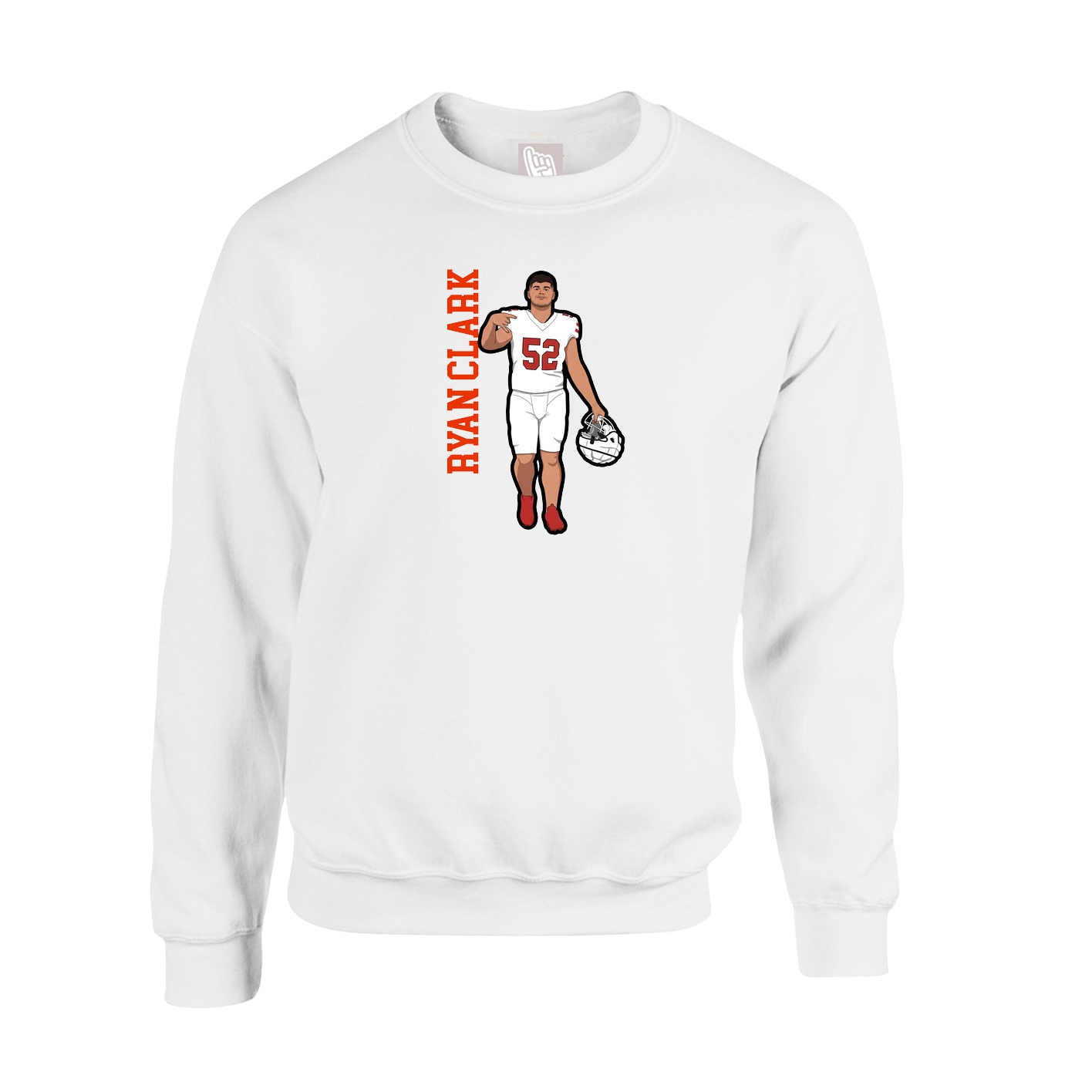 Fleece Crew — Name Vertical in White