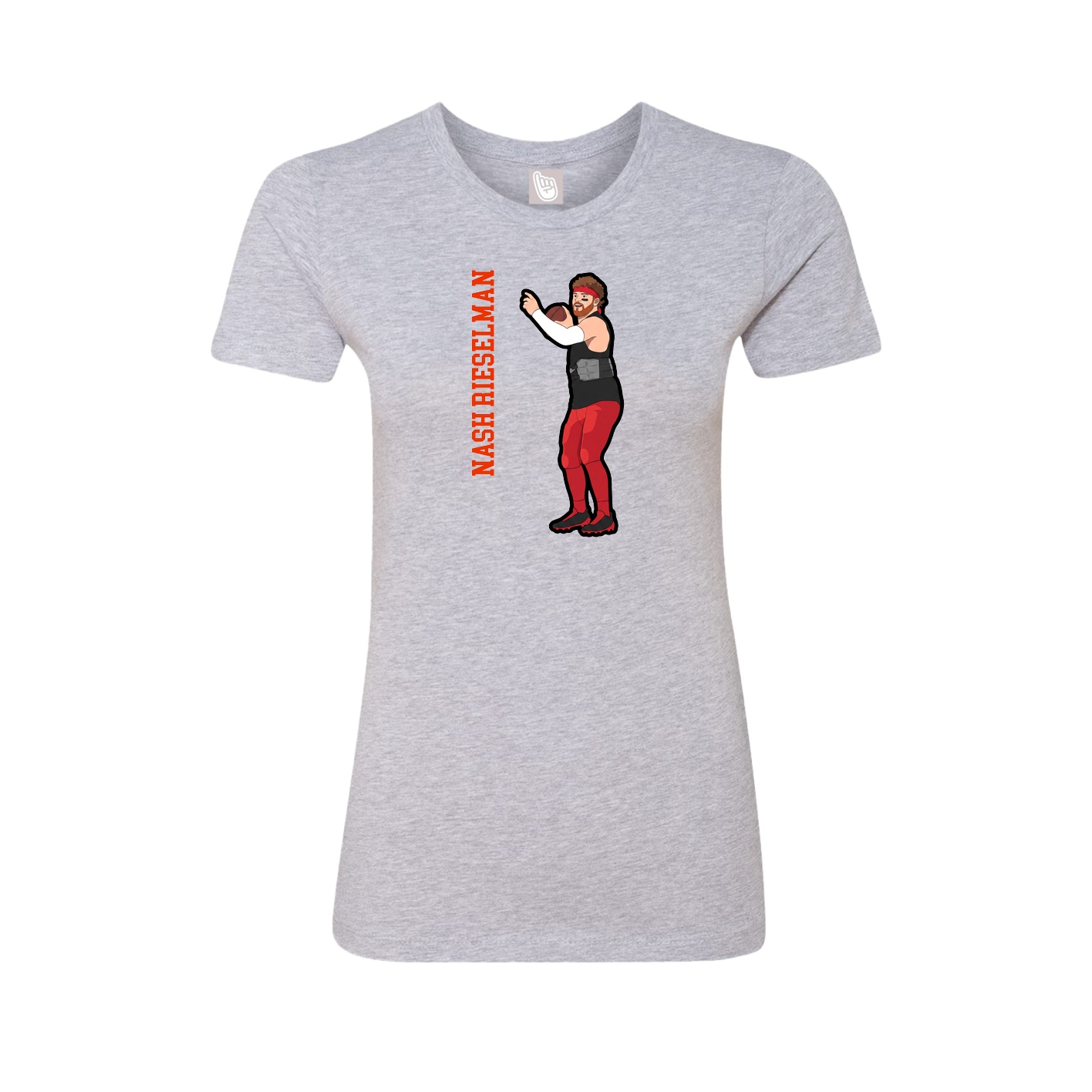Fitted Women's Tee — Name Vertical in Grey