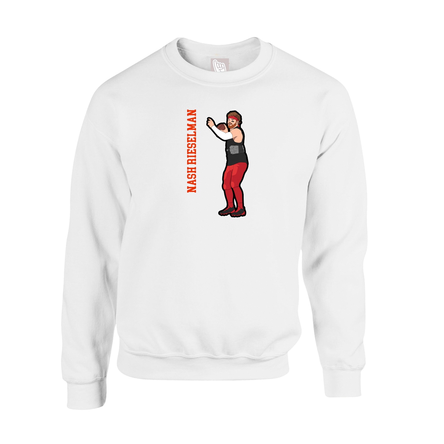 Fleece Crew — Name Vertical in White